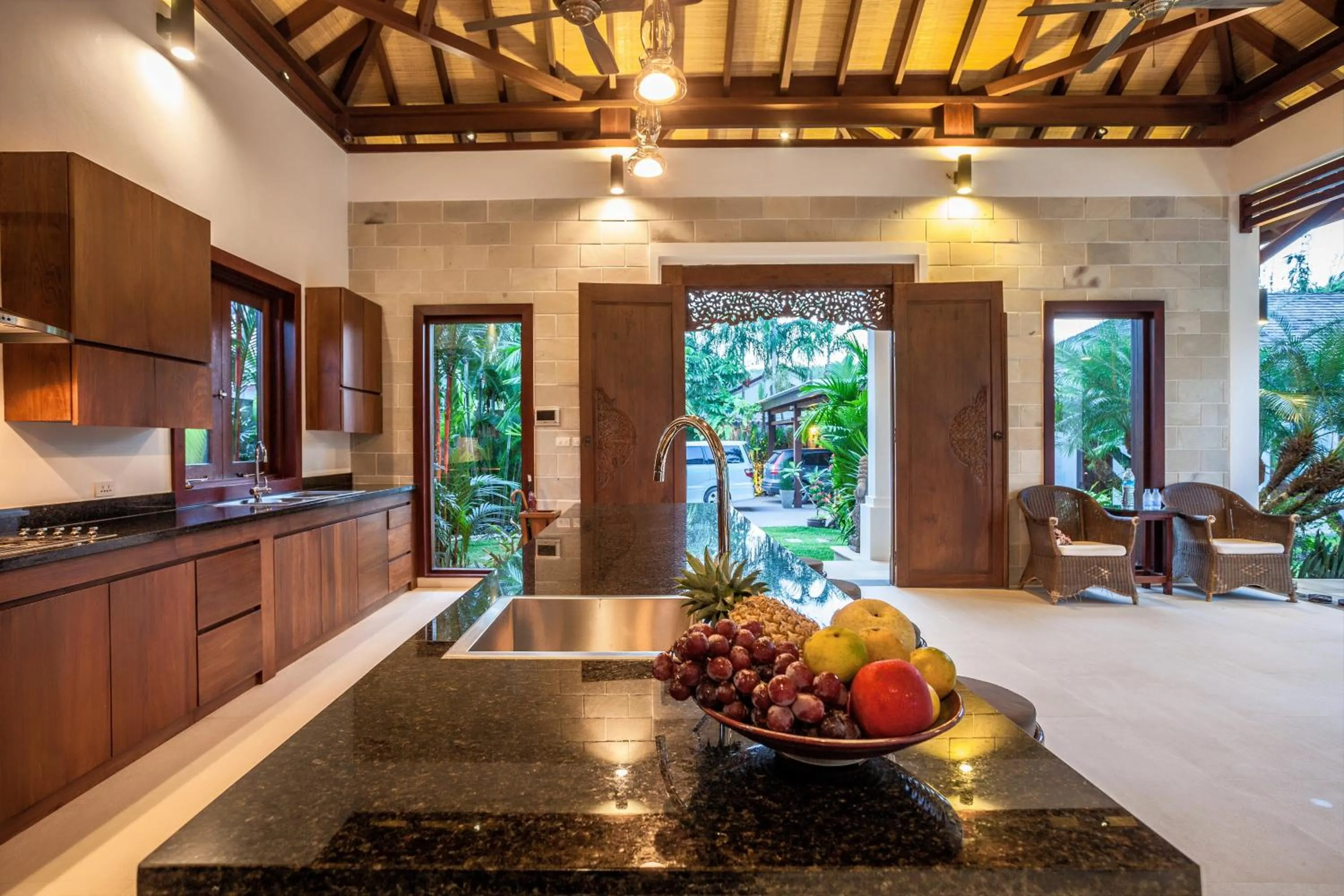 Kitchen or kitchenette in Baan Pinya Balinese Style Pool Villa