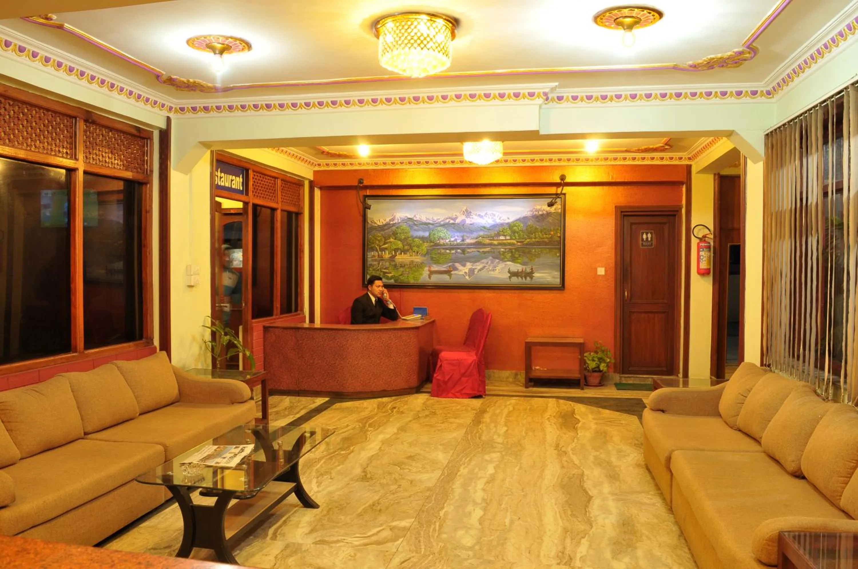Lobby or reception in Hotel Brihaspati