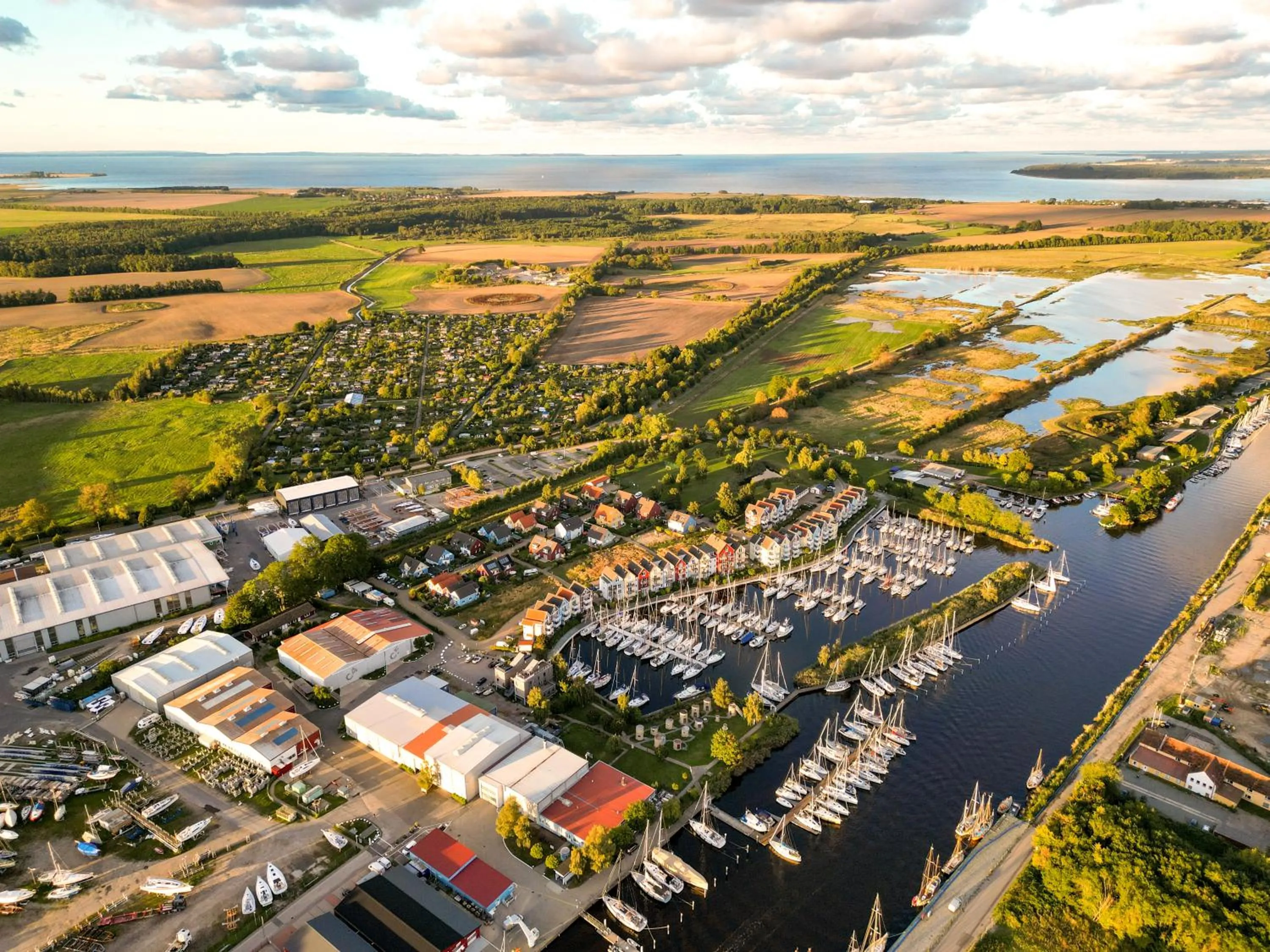 City view in slube am Yachthafen Greifswald