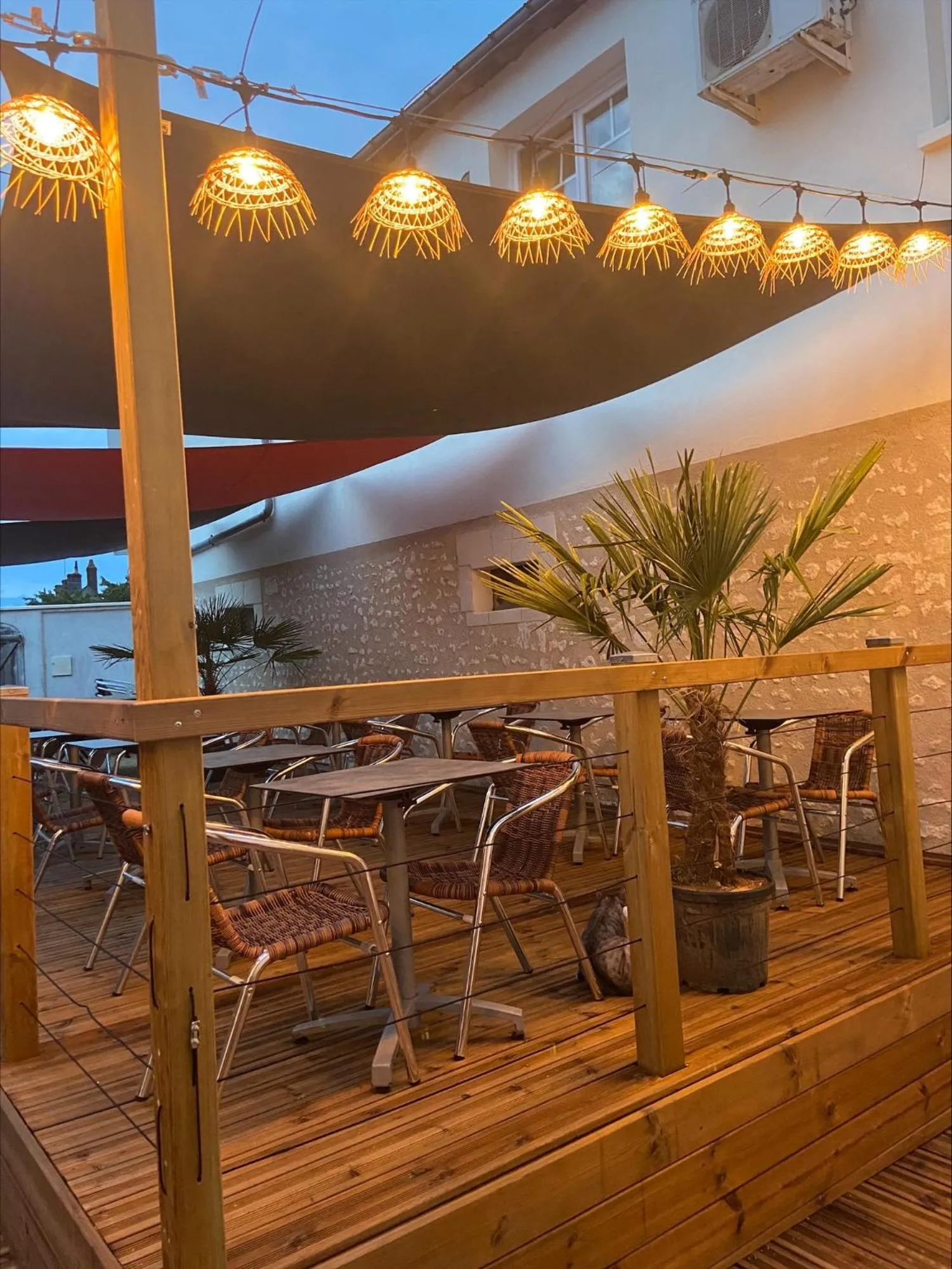 Balcony/Terrace in Logis Hôtel Restaurant L'Odyssée Champêtre