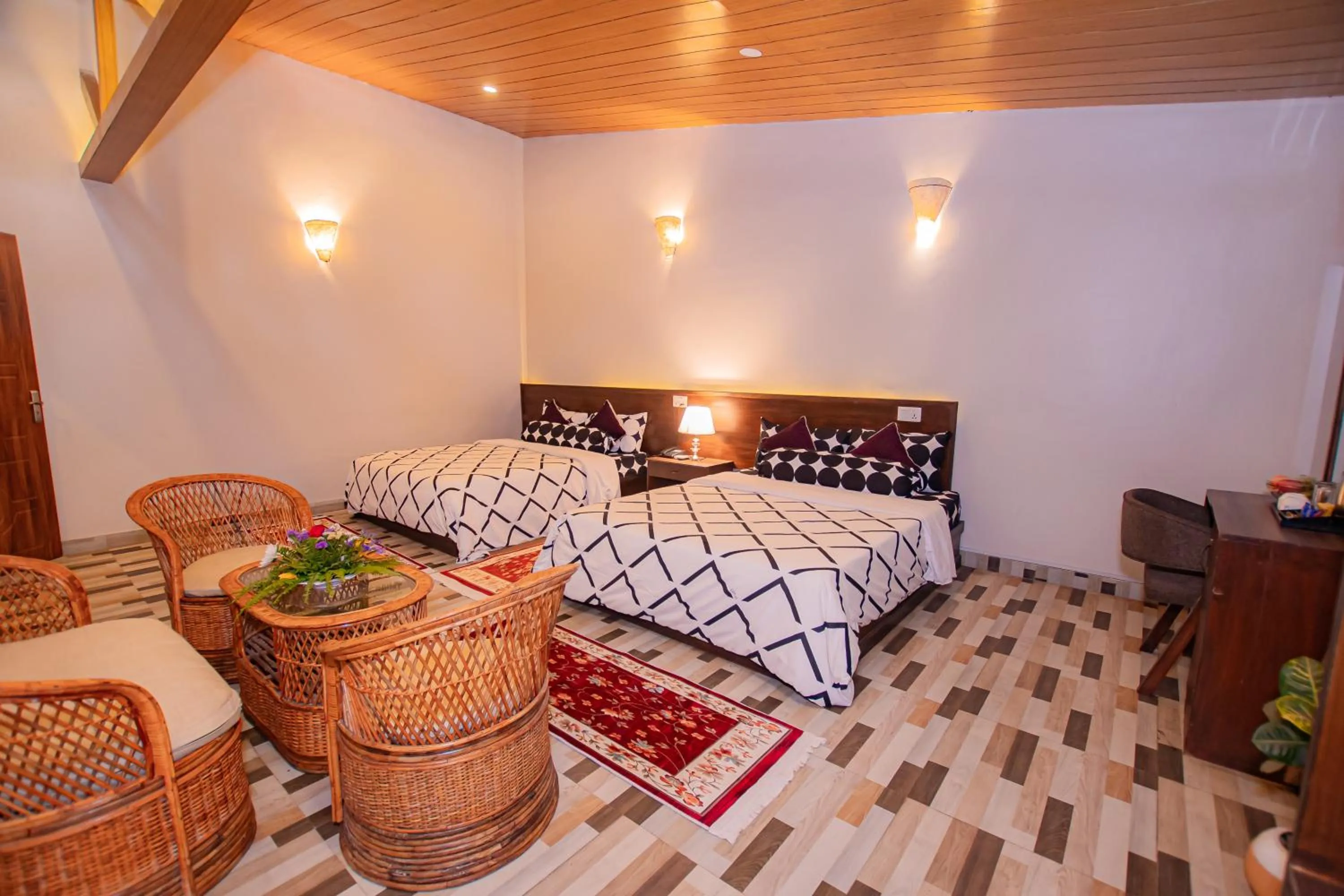 Bed in Busy Bee Resort, Pokhara