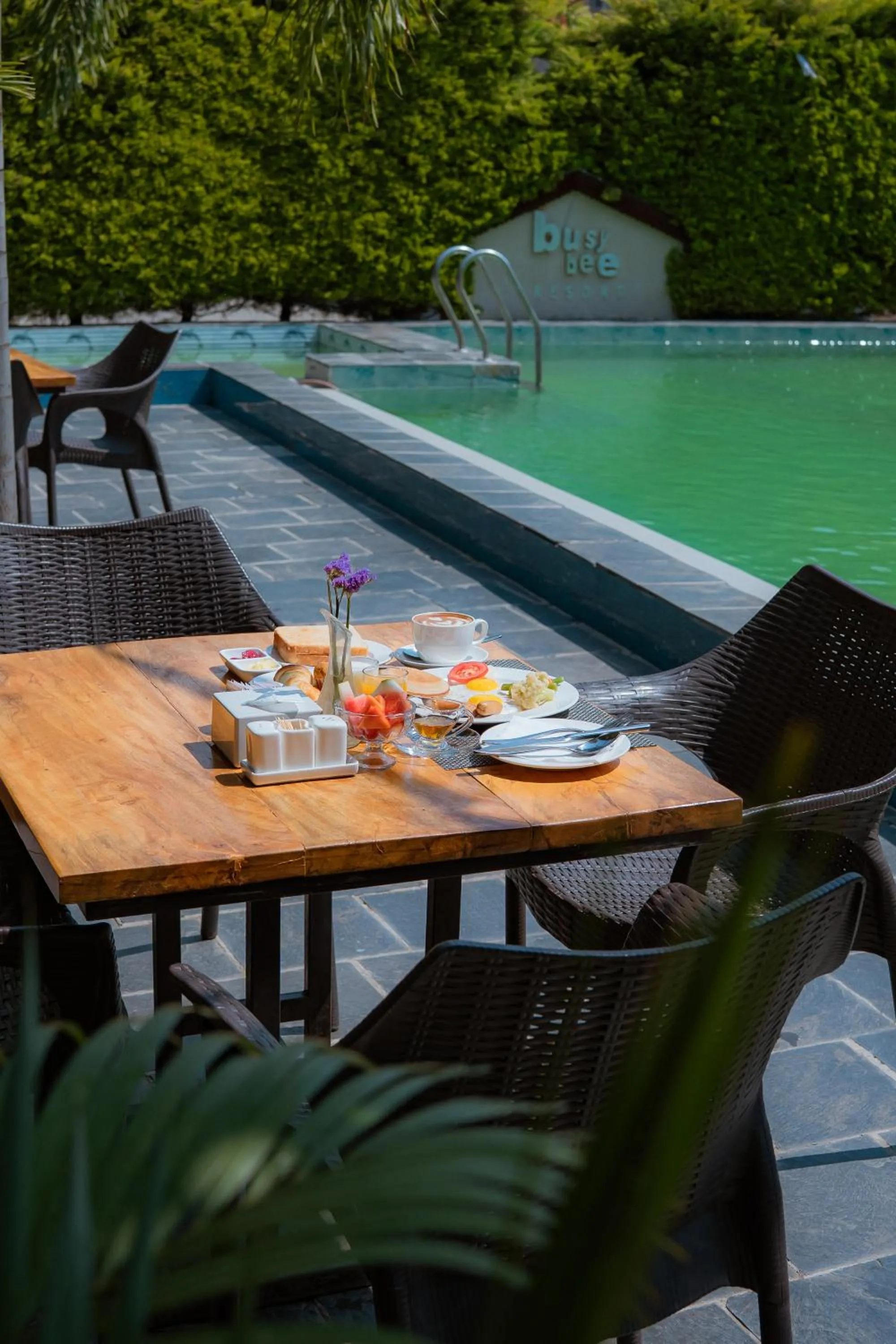 Pool view in Busy Bee Resort, Pokhara