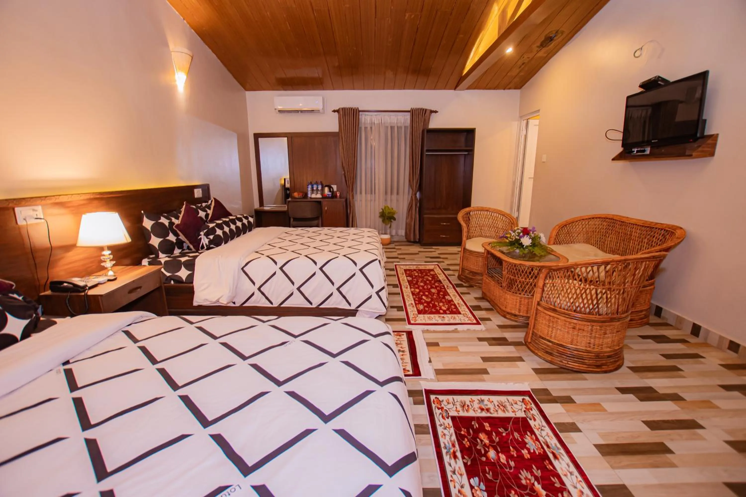 Bed in Busy Bee Resort, Pokhara