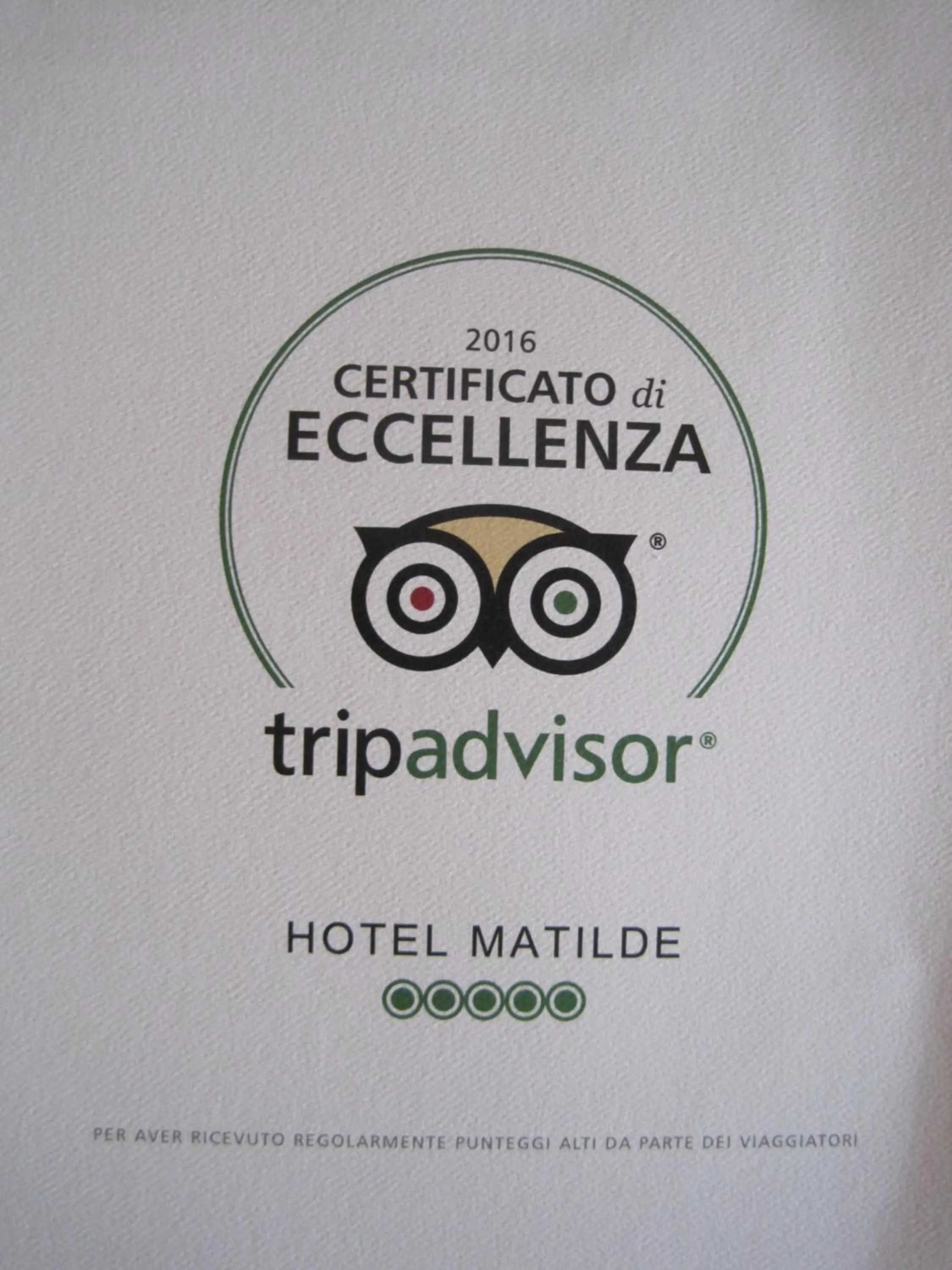 Certificate/Award in Hotel Matilde