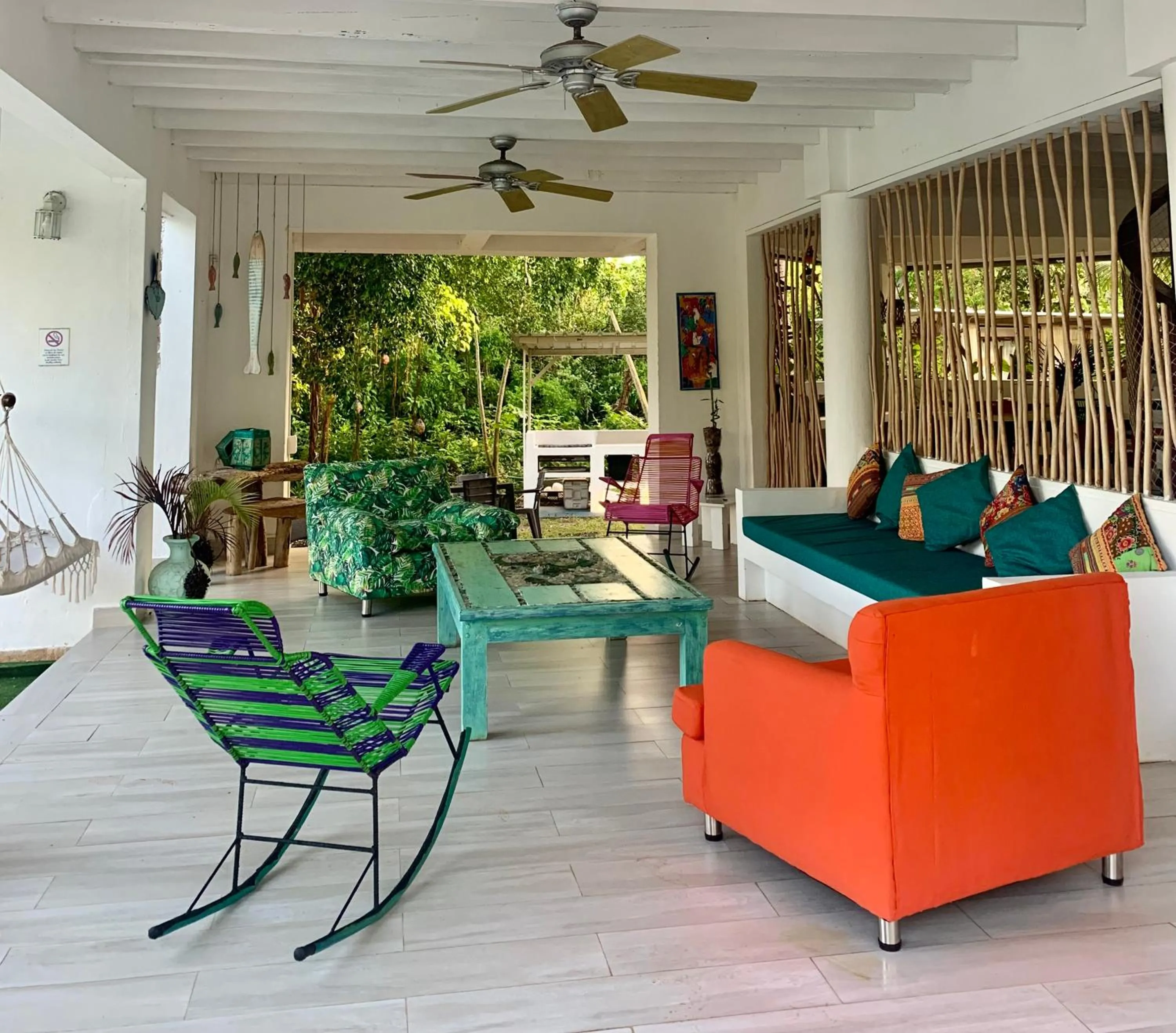 Seating area in Casa de las Flores tropical