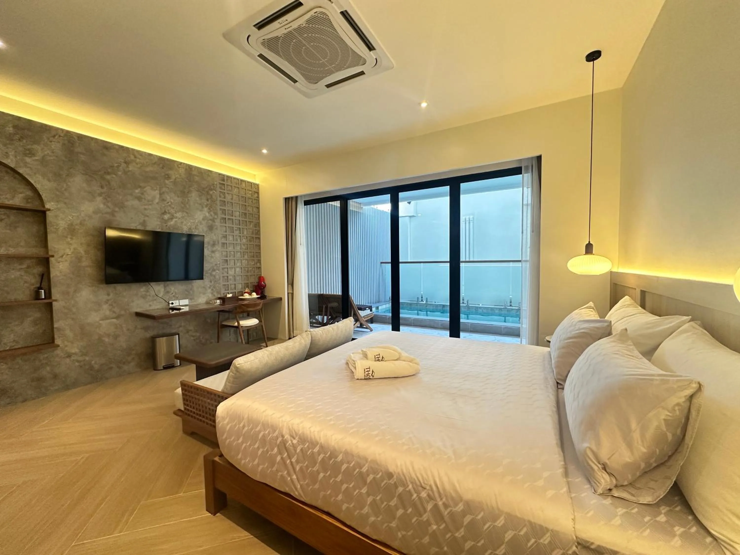 Bed in TC villa on beach