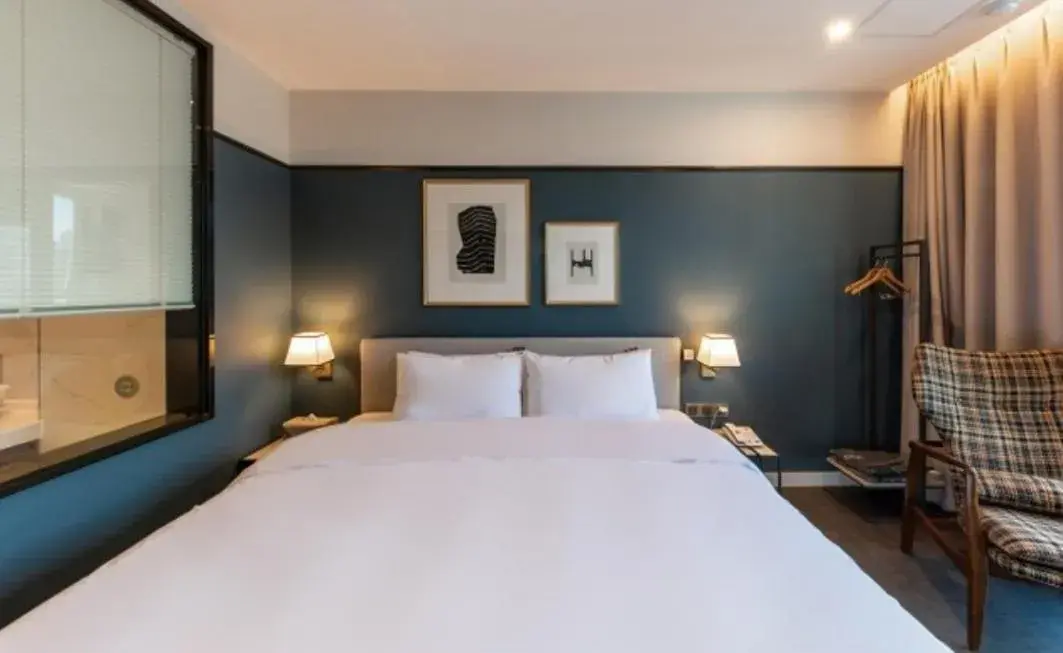 Bed in Brown Dot Hotel Deokcheon Bed in Brown Dot Hotel Deokcheon