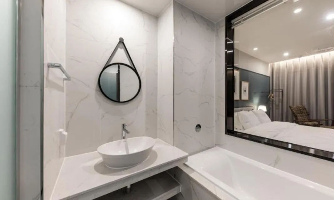 Bed in Brown Dot Hotel Deokcheon