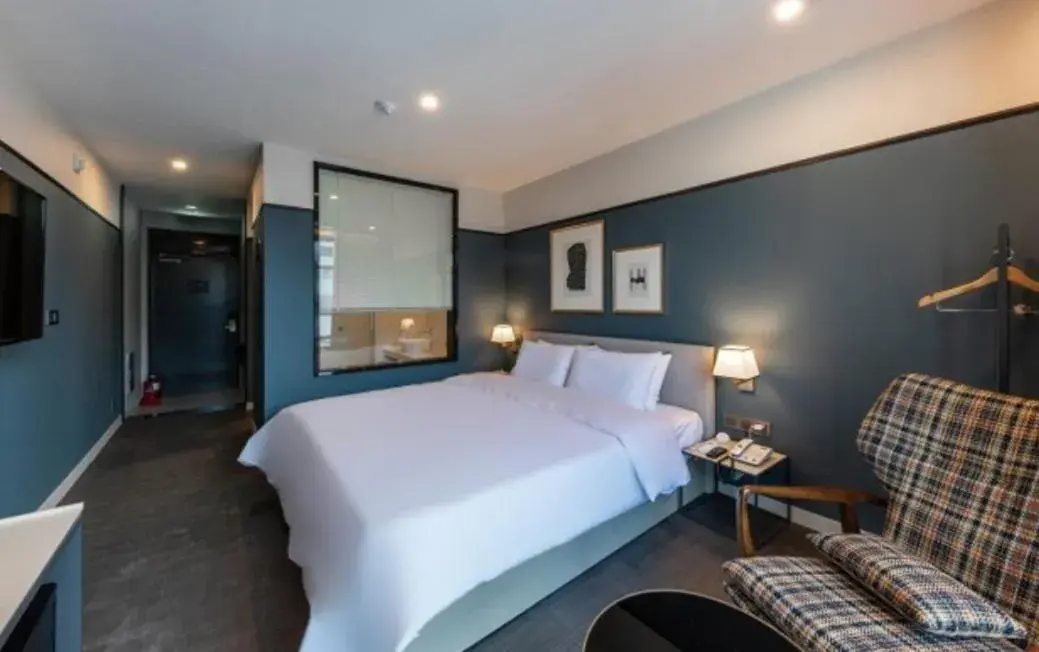 Bed in Brown Dot Hotel Deokcheon Bed in Brown Dot Hotel Deokcheon