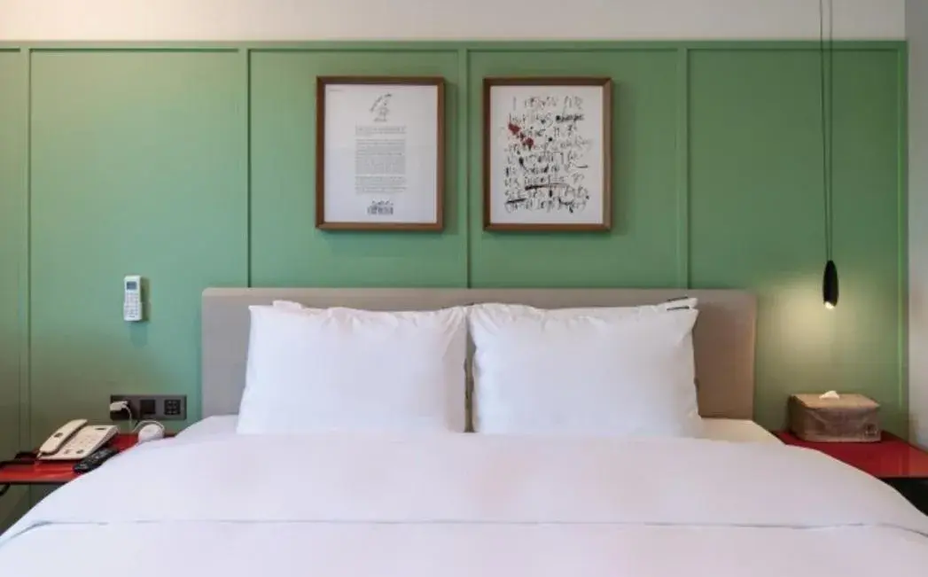 Bed in Brown Dot Hotel Deokcheon Bed in Brown Dot Hotel Deokcheon