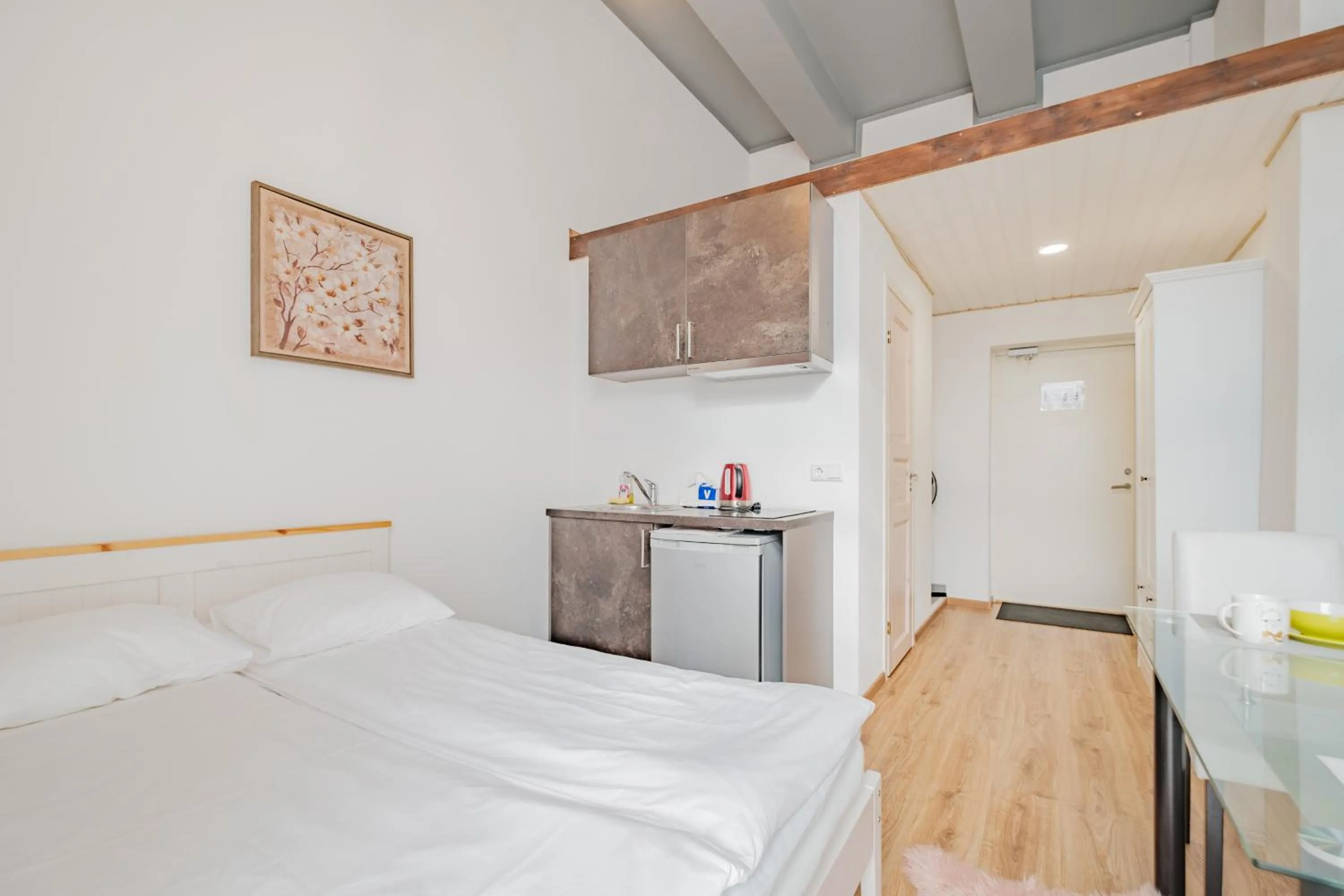 Kitchen or kitchenette, Bed in Filosoofi 1 Studio Apartments