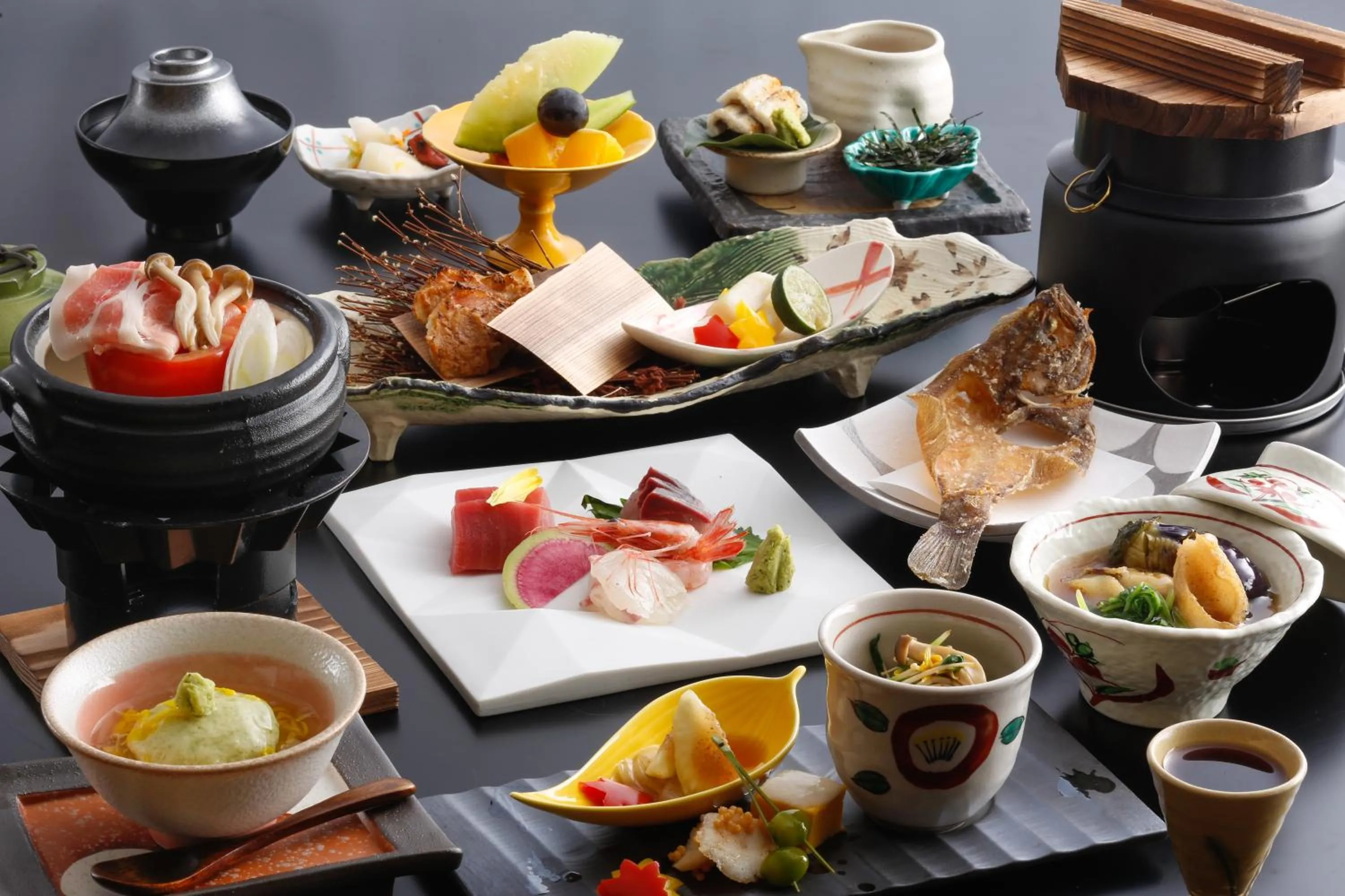 Dinner in Yamanaka Onsen Hanatsubaki