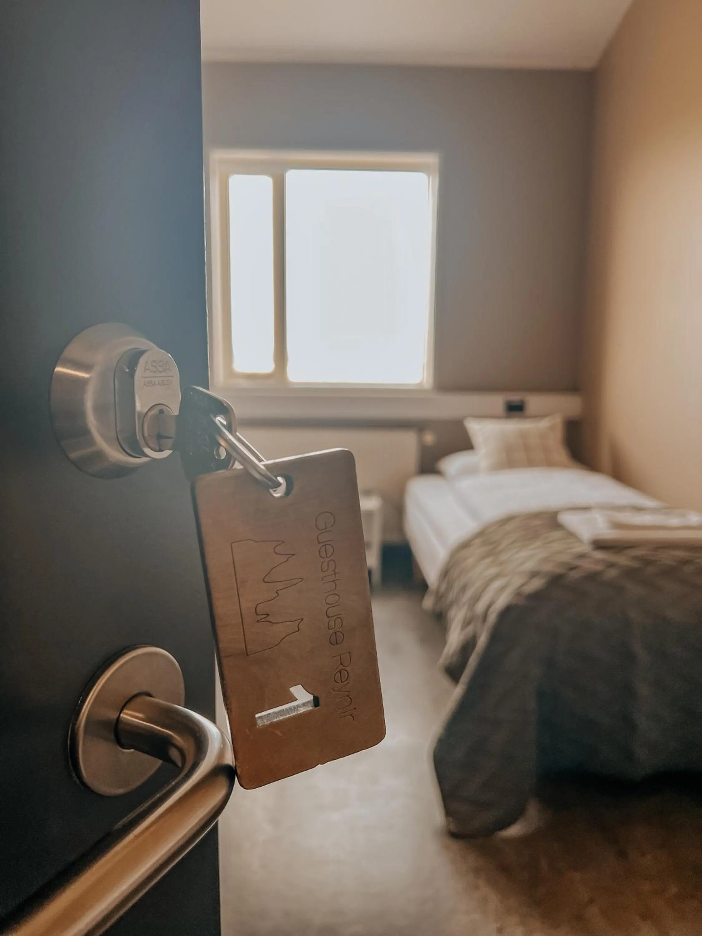 Bed in Guesthouse Reynir