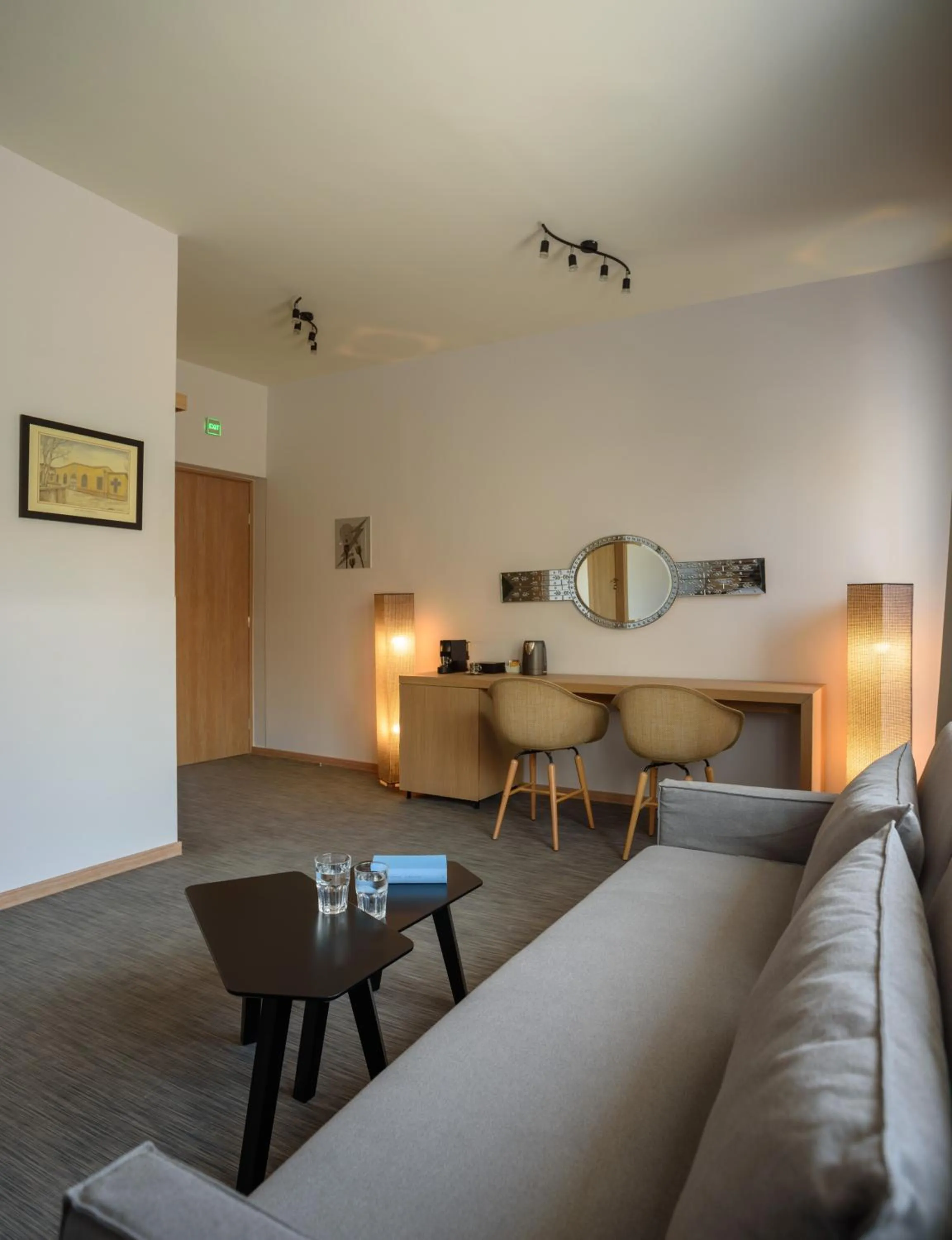 Living room, Bed in Fos DownTown Suites