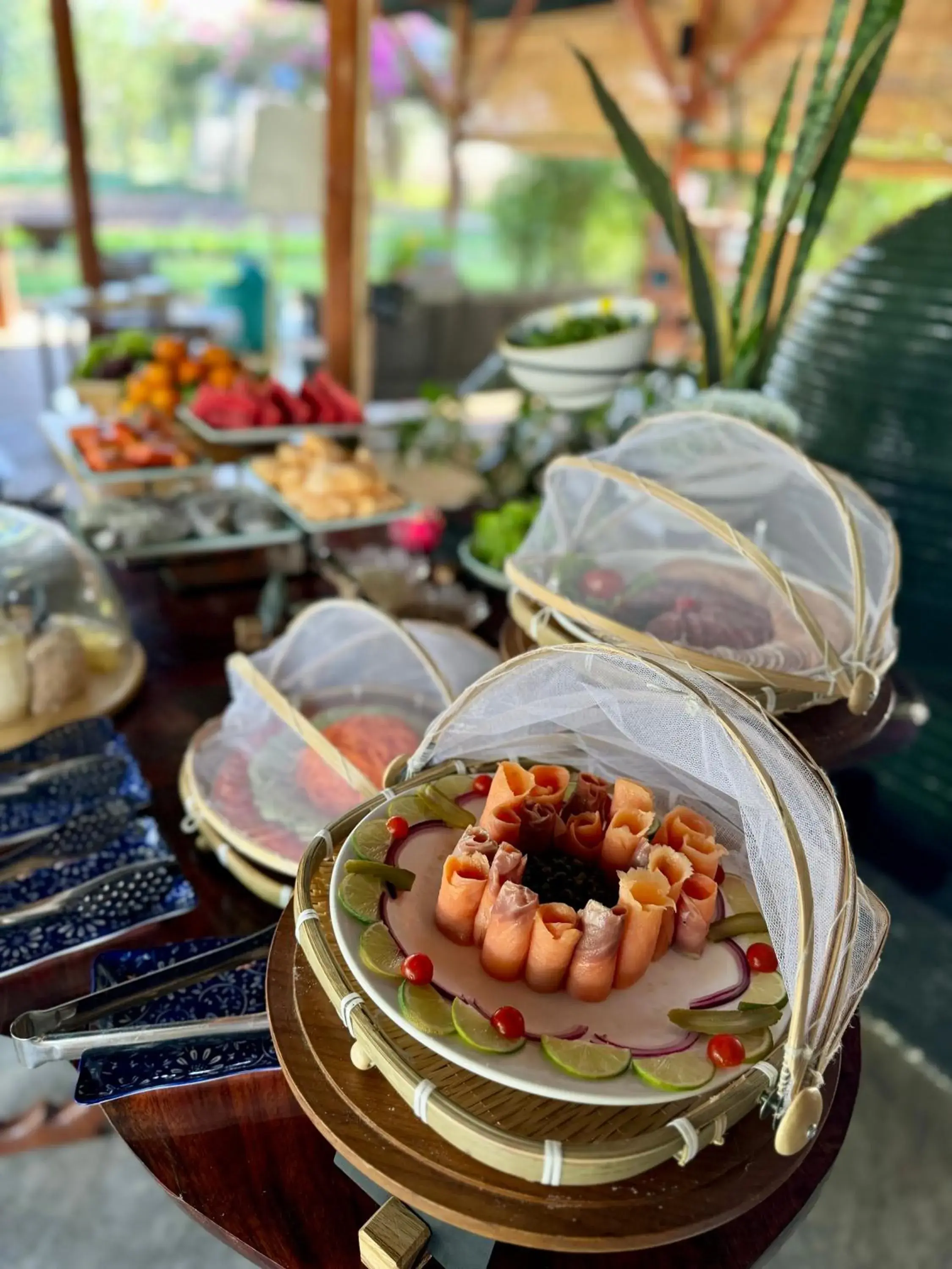 Buffet breakfast in The Namkhan, a Small Luxury Hotel of the World Buffet breakfast in The Namkhan, a Small Luxury Hotel of the World