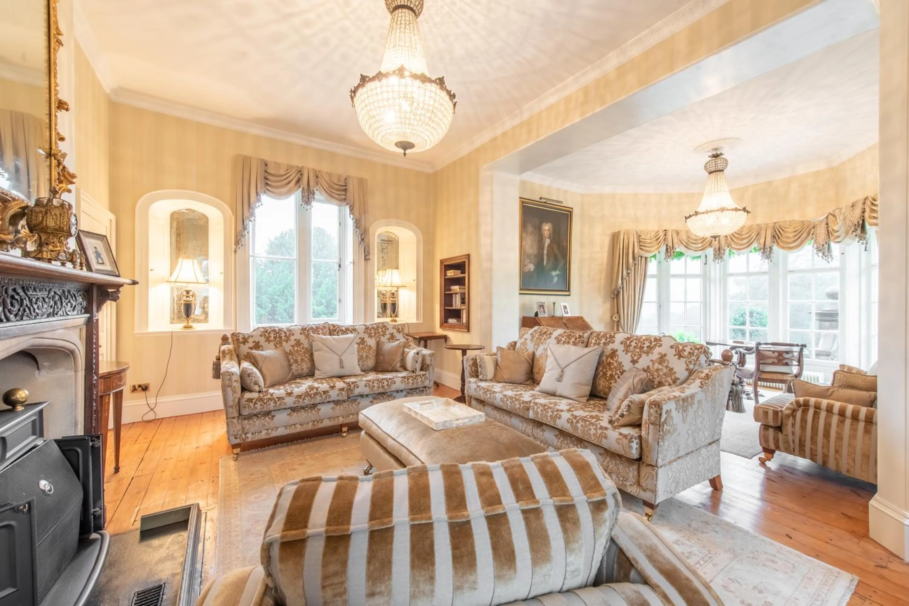 Communal lounge/ TV room in Florence Nightingale Suites at Lea Hurst