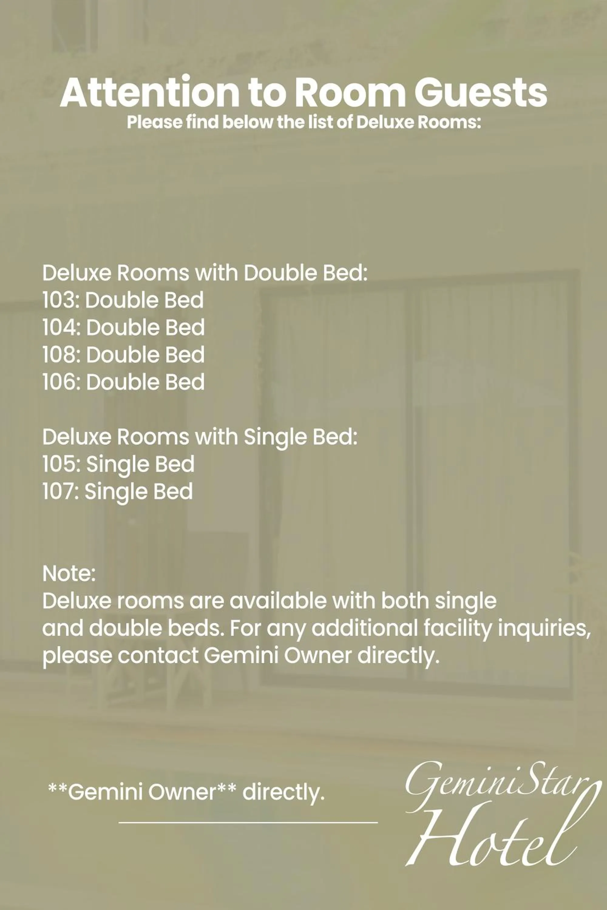 Text overlay in Gemini Star Hotel Kuta