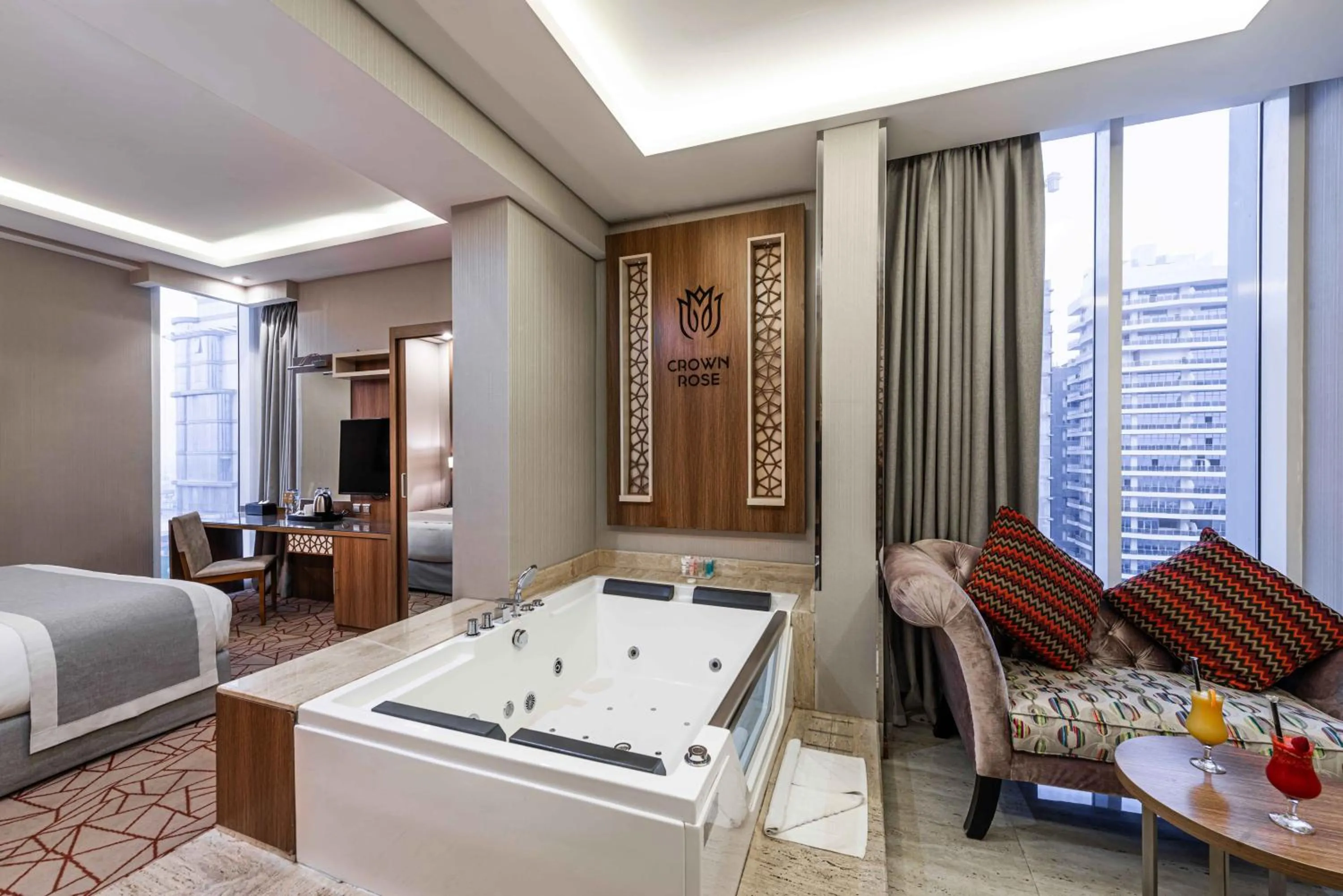 Bed in Crown Rose Al Sahafa Hotel