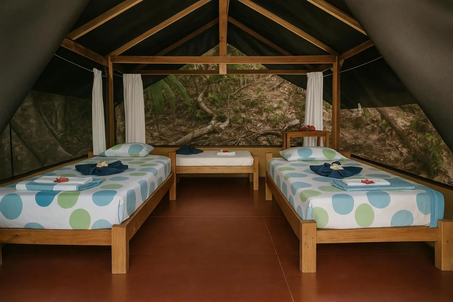 Bed in La Leona Eco Lodge