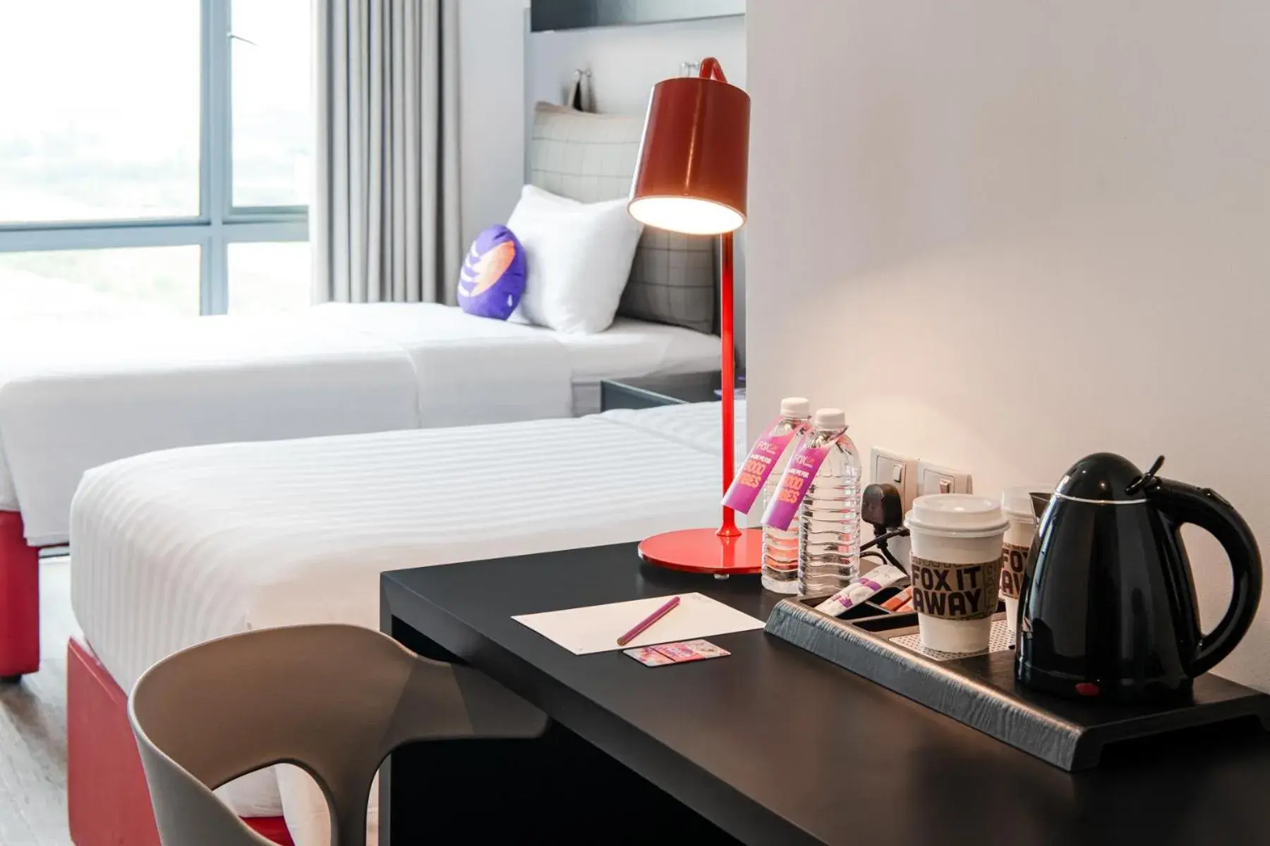 Coffee/tea facilities, Bed in FOX Lite Hotel DPulze Cyberjaya Coffee/tea facilities, Bed in FOX Lite Hotel DPulze Cyberjaya