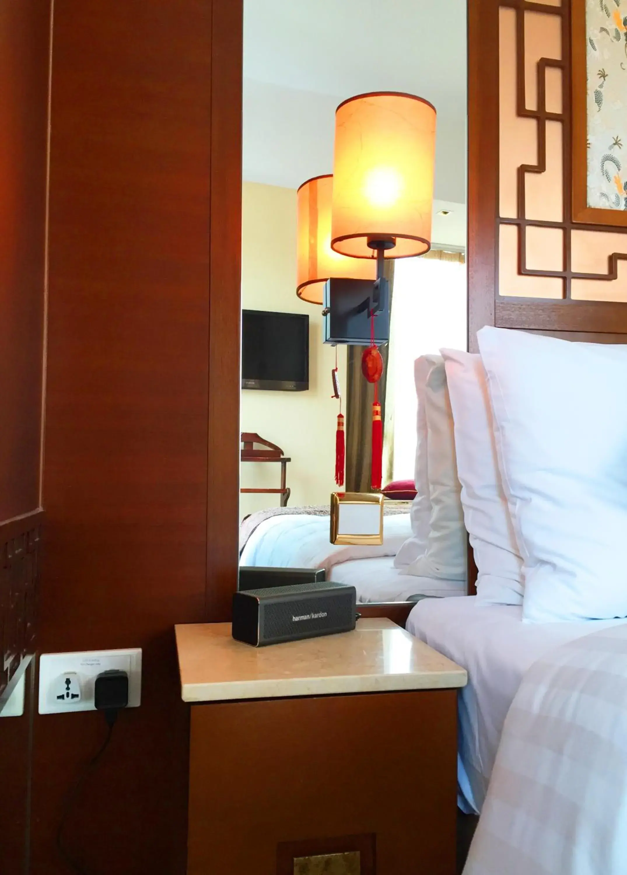 Decorative detail, Bed in Lan Kwai Fong Hotel - Kau U Fong Decorative detail, Bed in Lan Kwai Fong Hotel - Kau U Fong