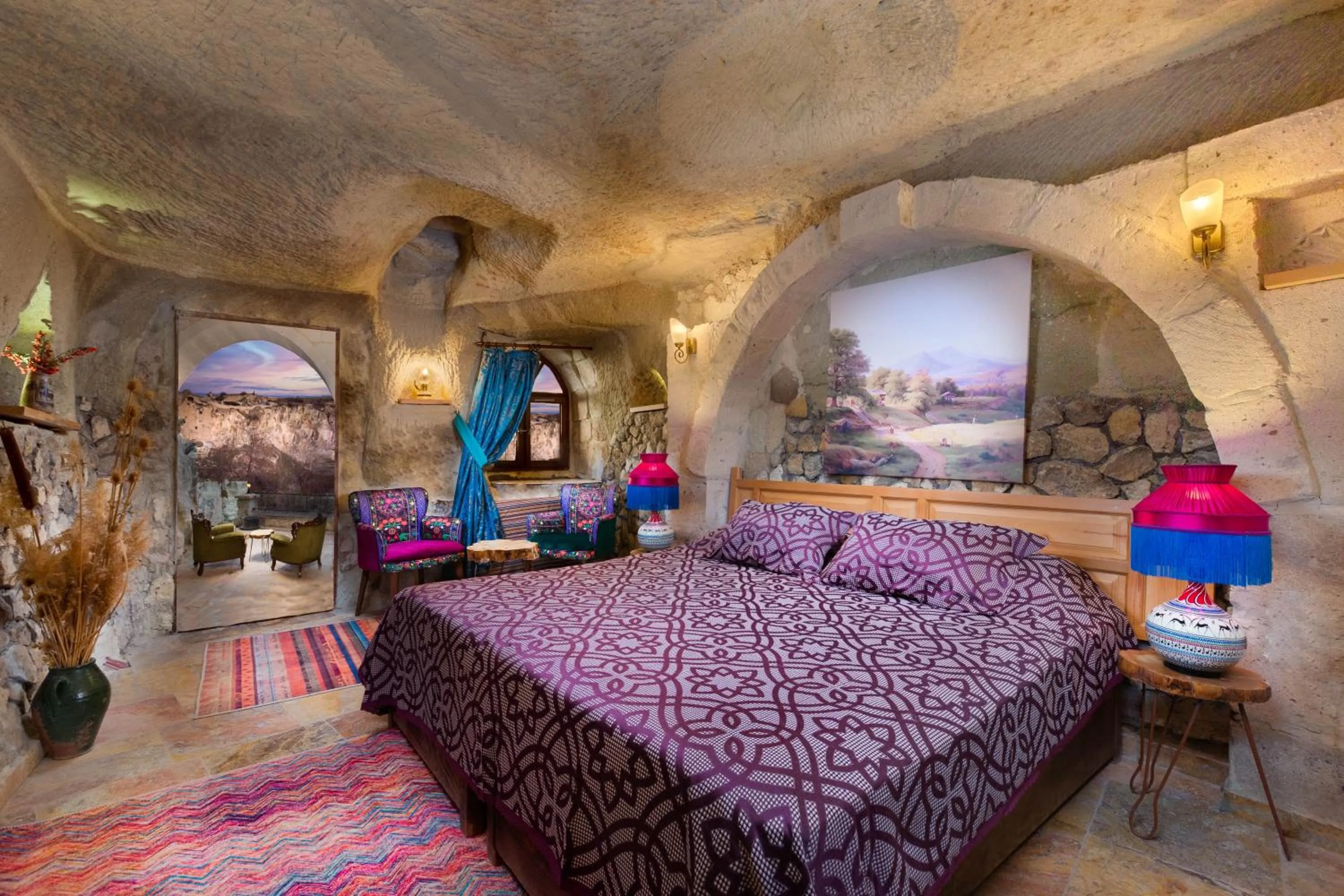 Patio, Bed in Cappadocia Splendid Cave Hotel