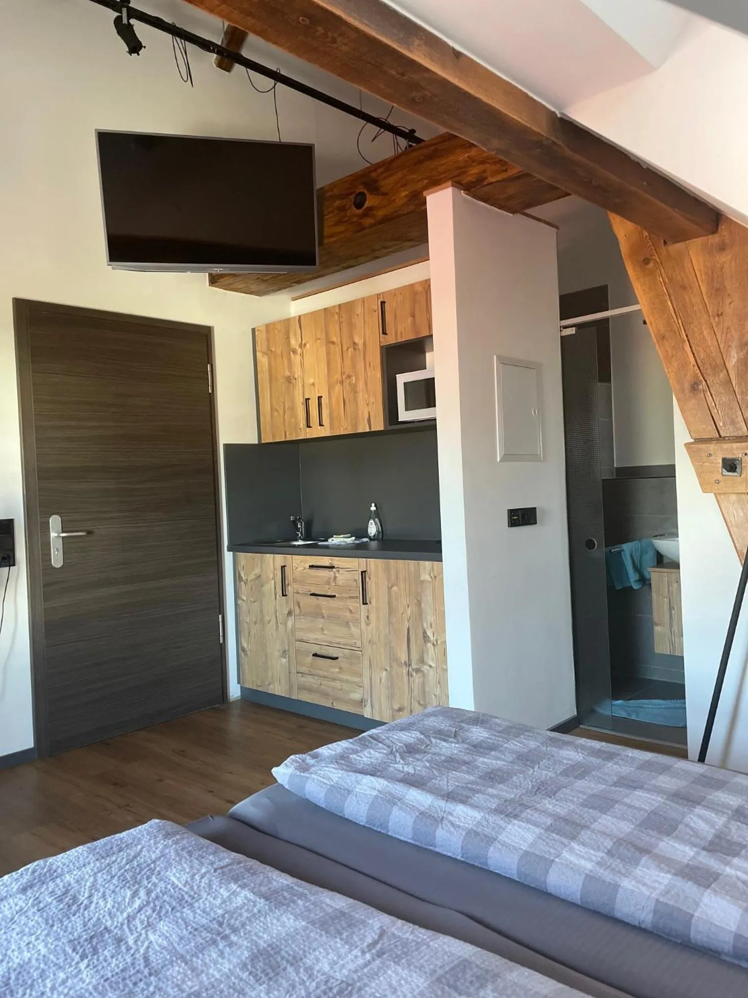 Bathroom, Bed in Stadl-Appartements