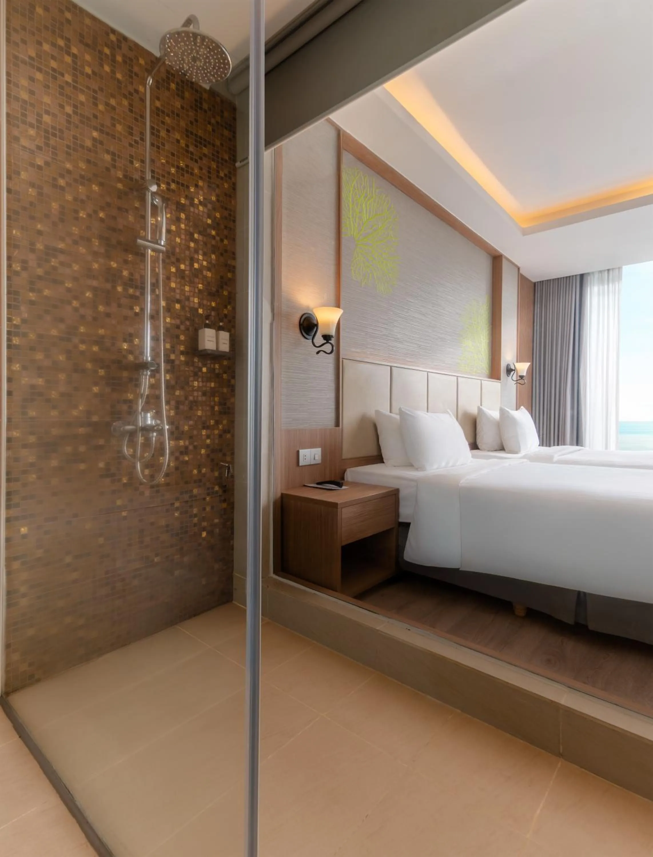 Bathroom, Bed in Navada Beach Hotel