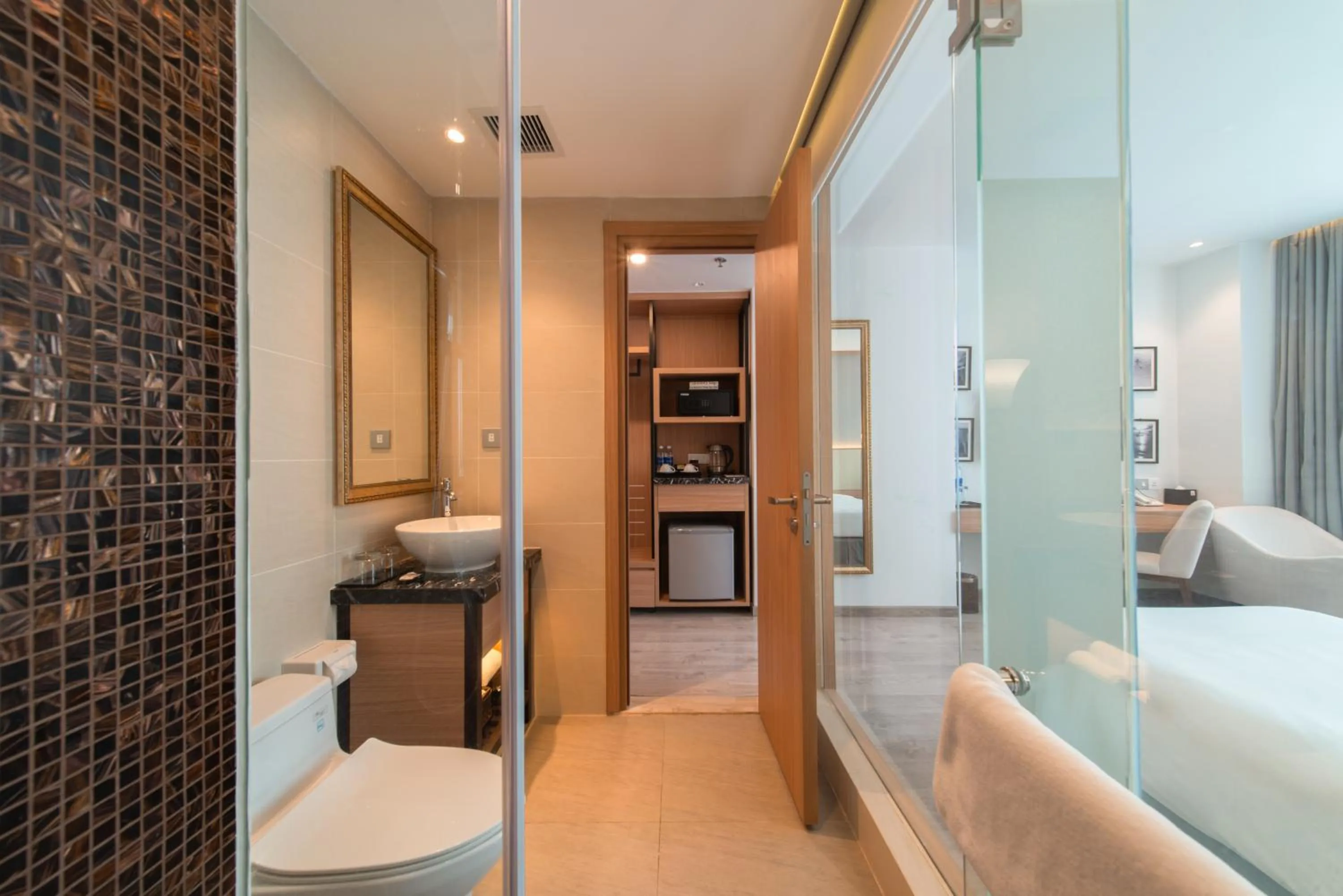 Bathroom, Bed in Navada Beach Hotel