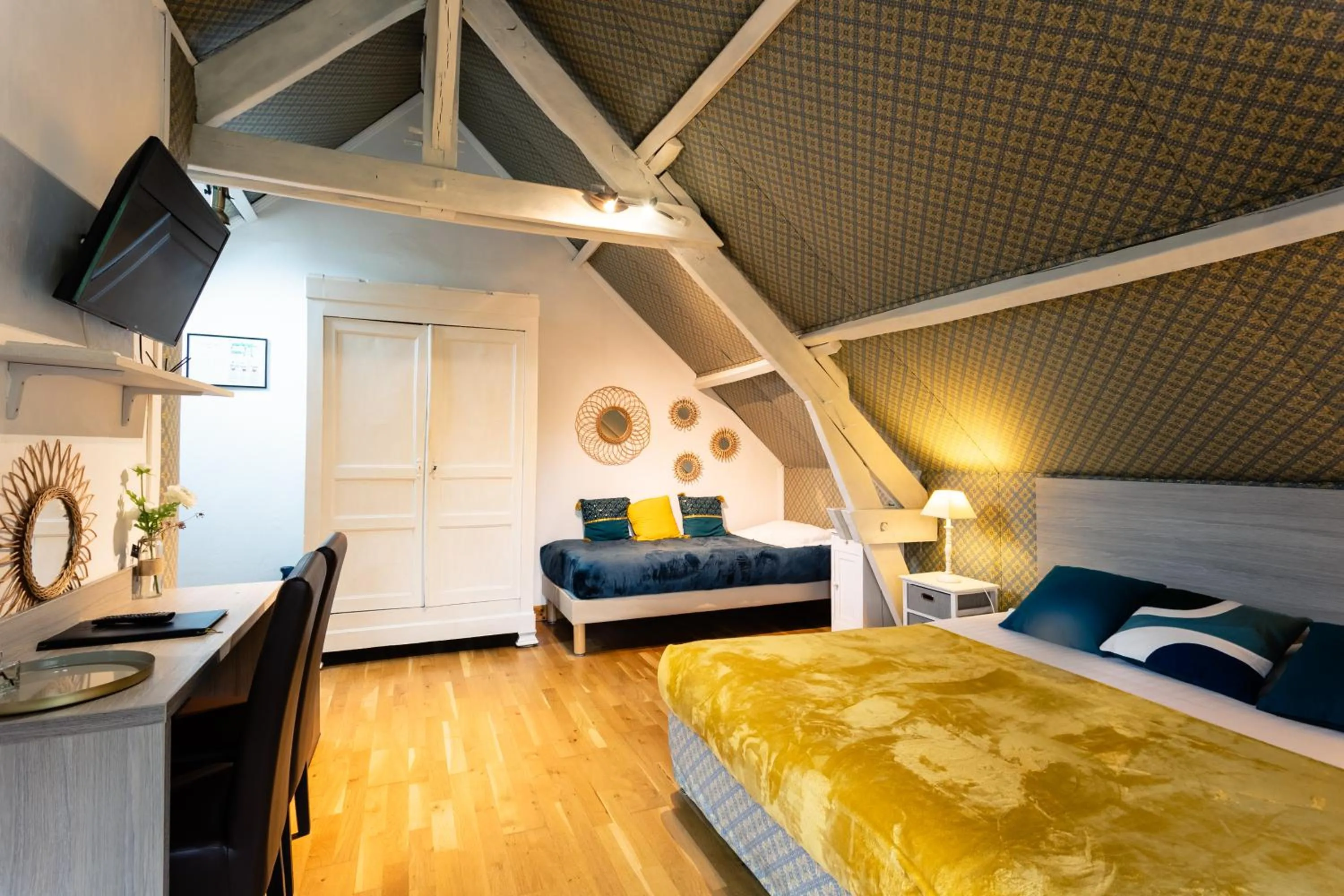 Photo of the whole room, Bed in Hôtel de la Ferme Lamy