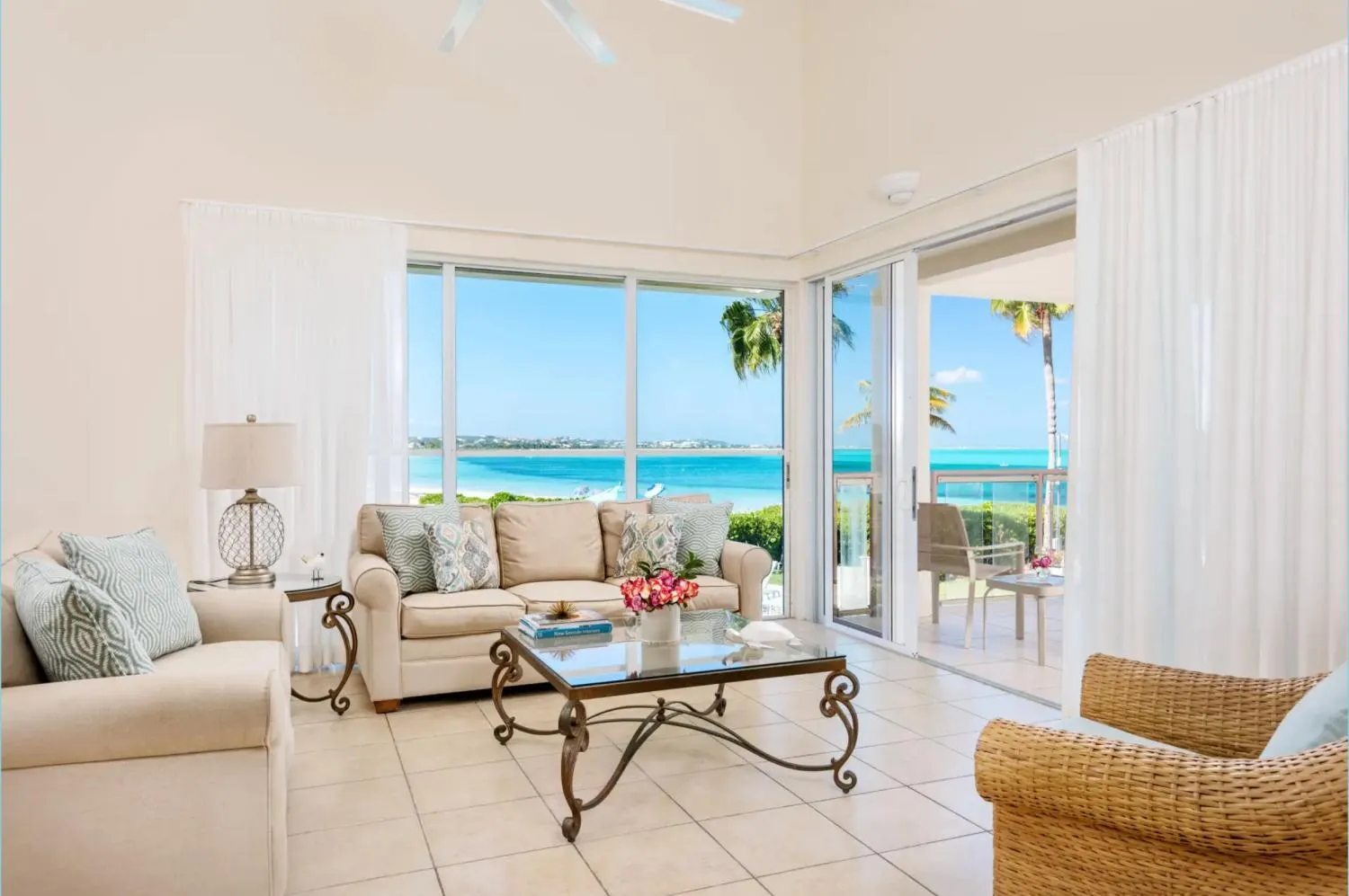 Living room in Coral Gardens on Grace Bay