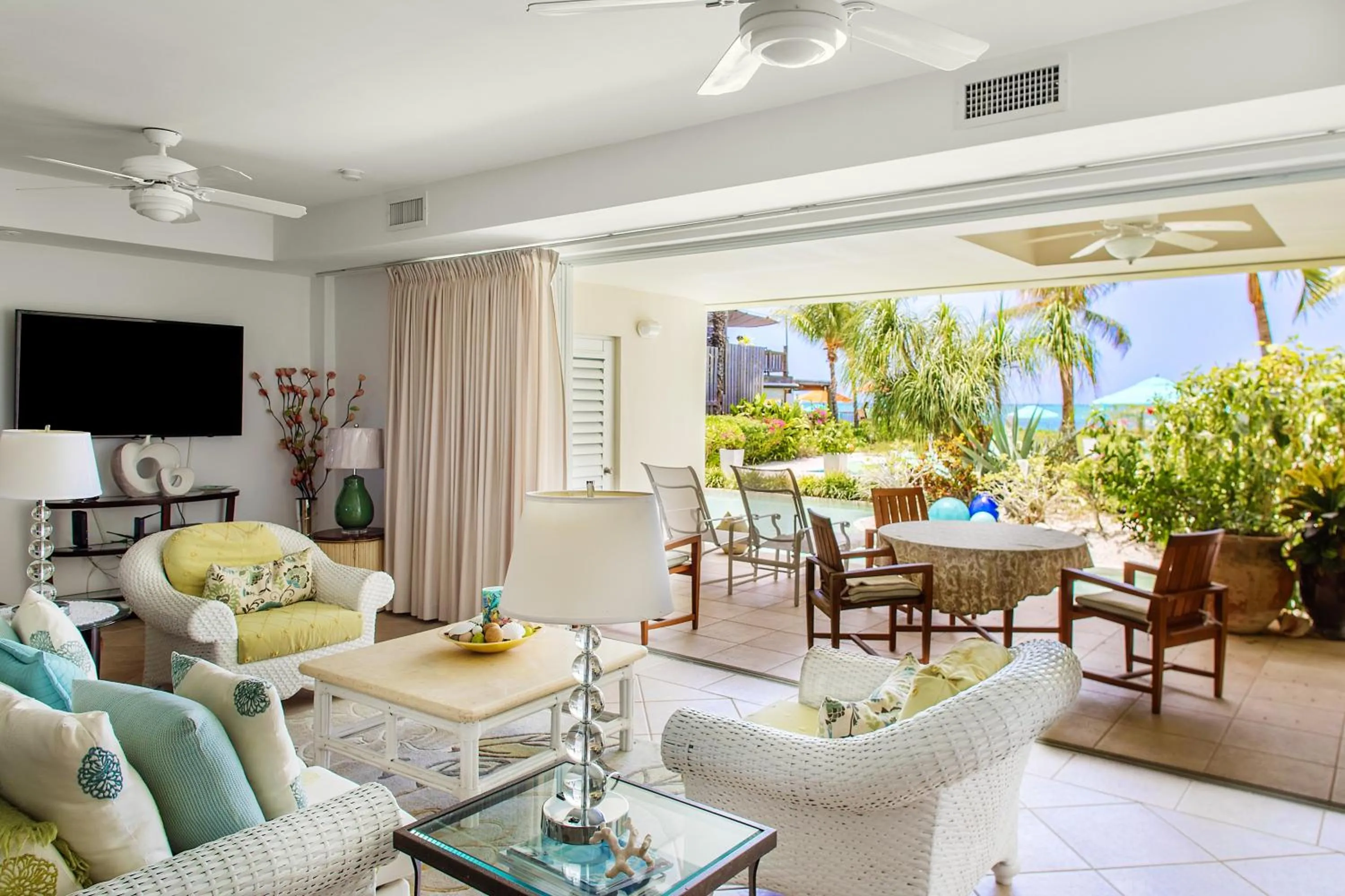Living room in Coral Gardens on Grace Bay