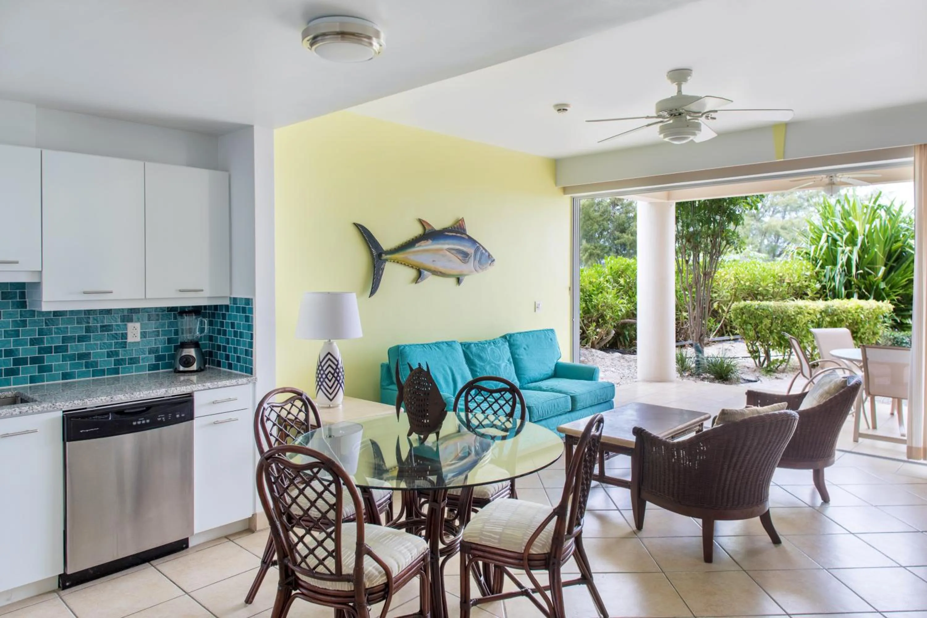 Living room in Coral Gardens on Grace Bay