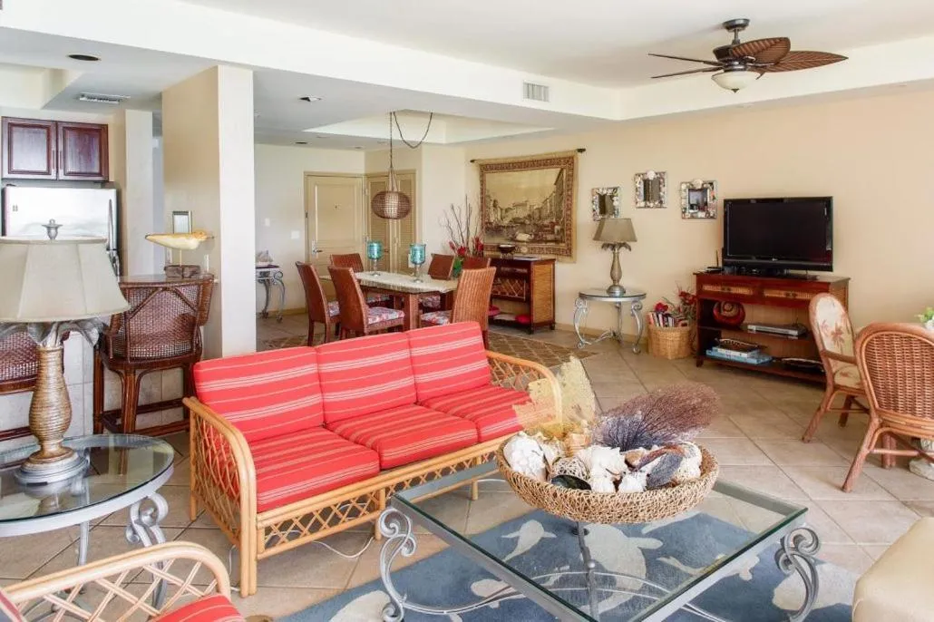 Living room in Coral Gardens on Grace Bay