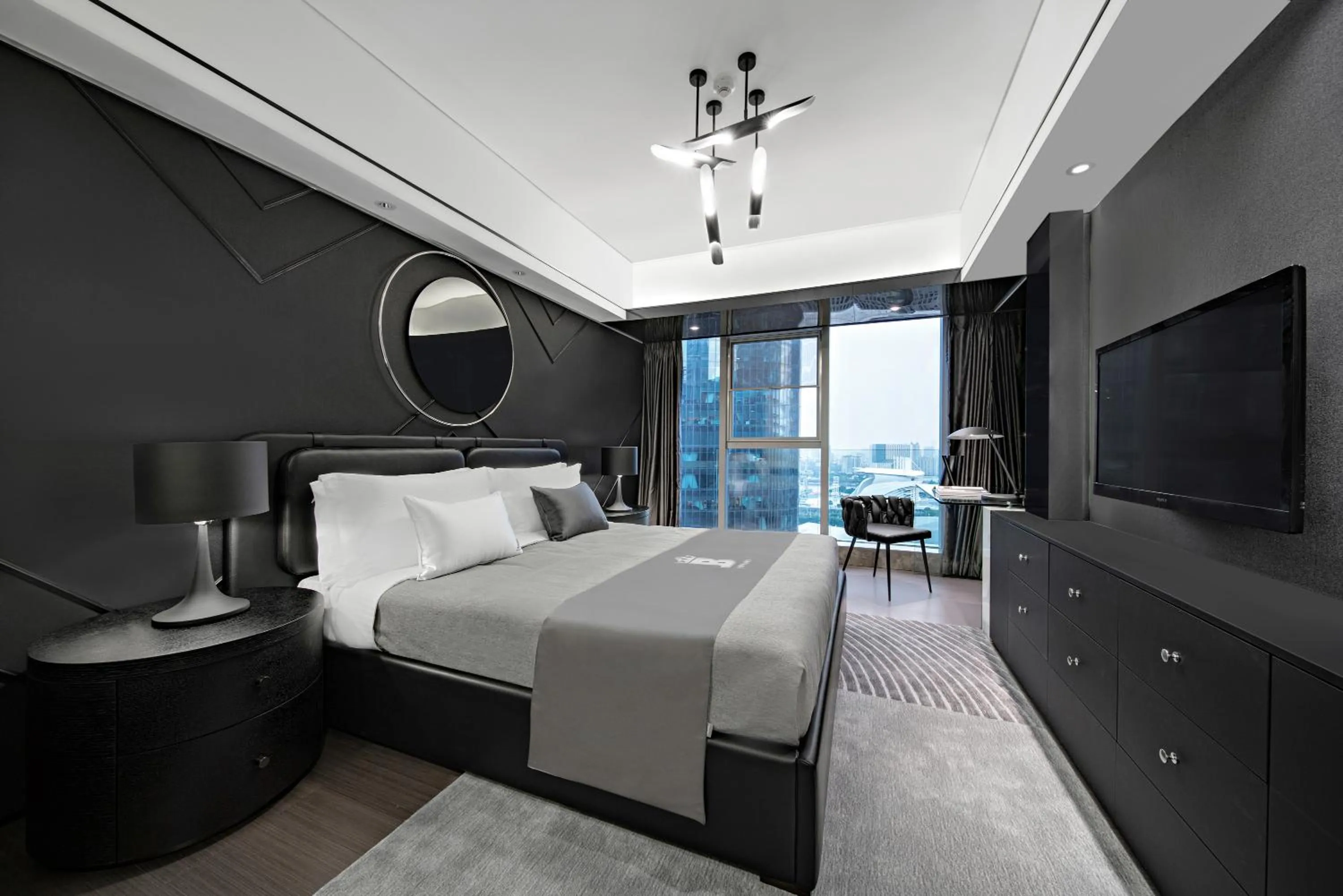Bedroom, Bed in Ascott IFC Guangzhou - Free Shuttle Bus For Canton Fair