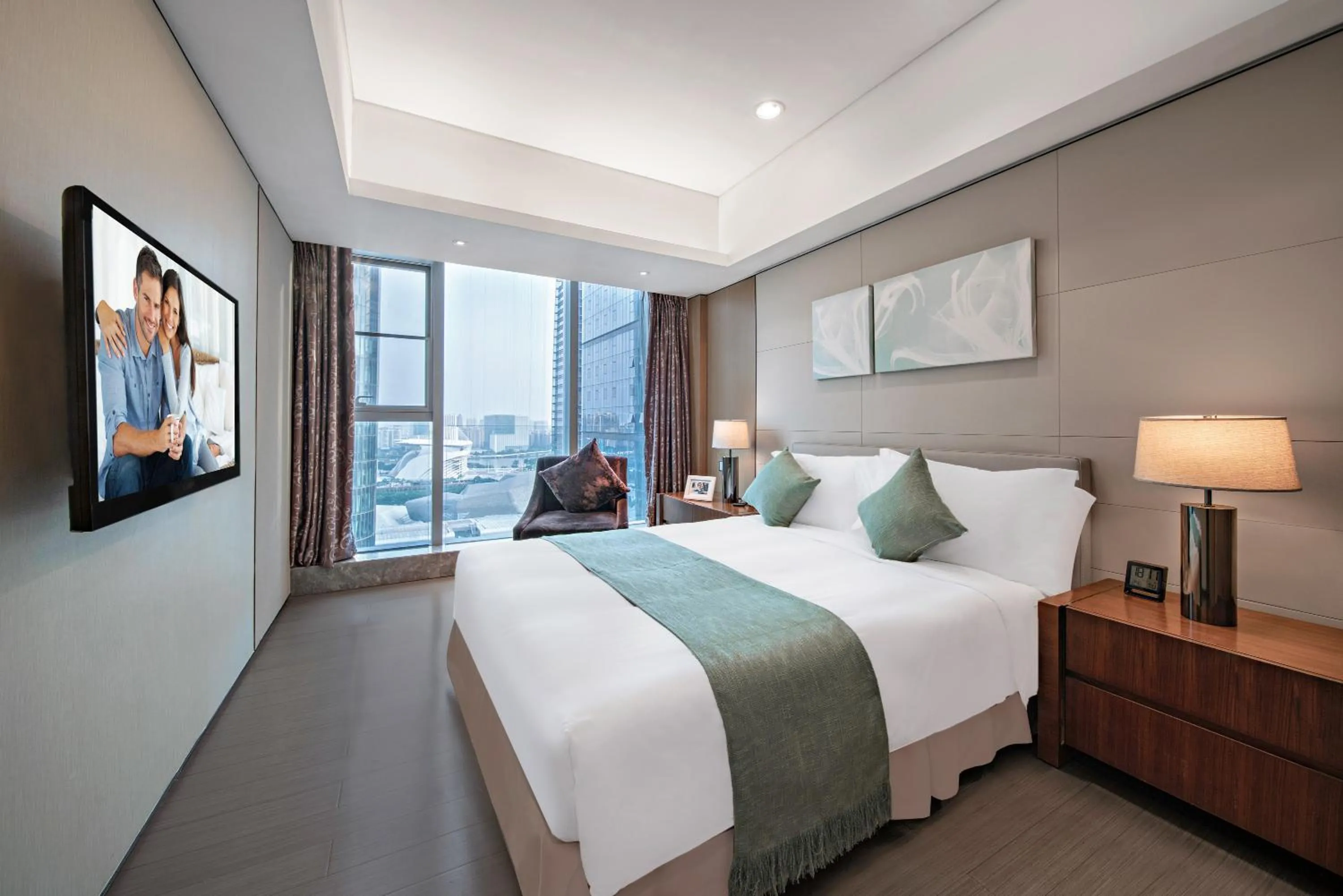 Bedroom, Bed in Ascott IFC Guangzhou - Free Shuttle Bus For Canton Fair