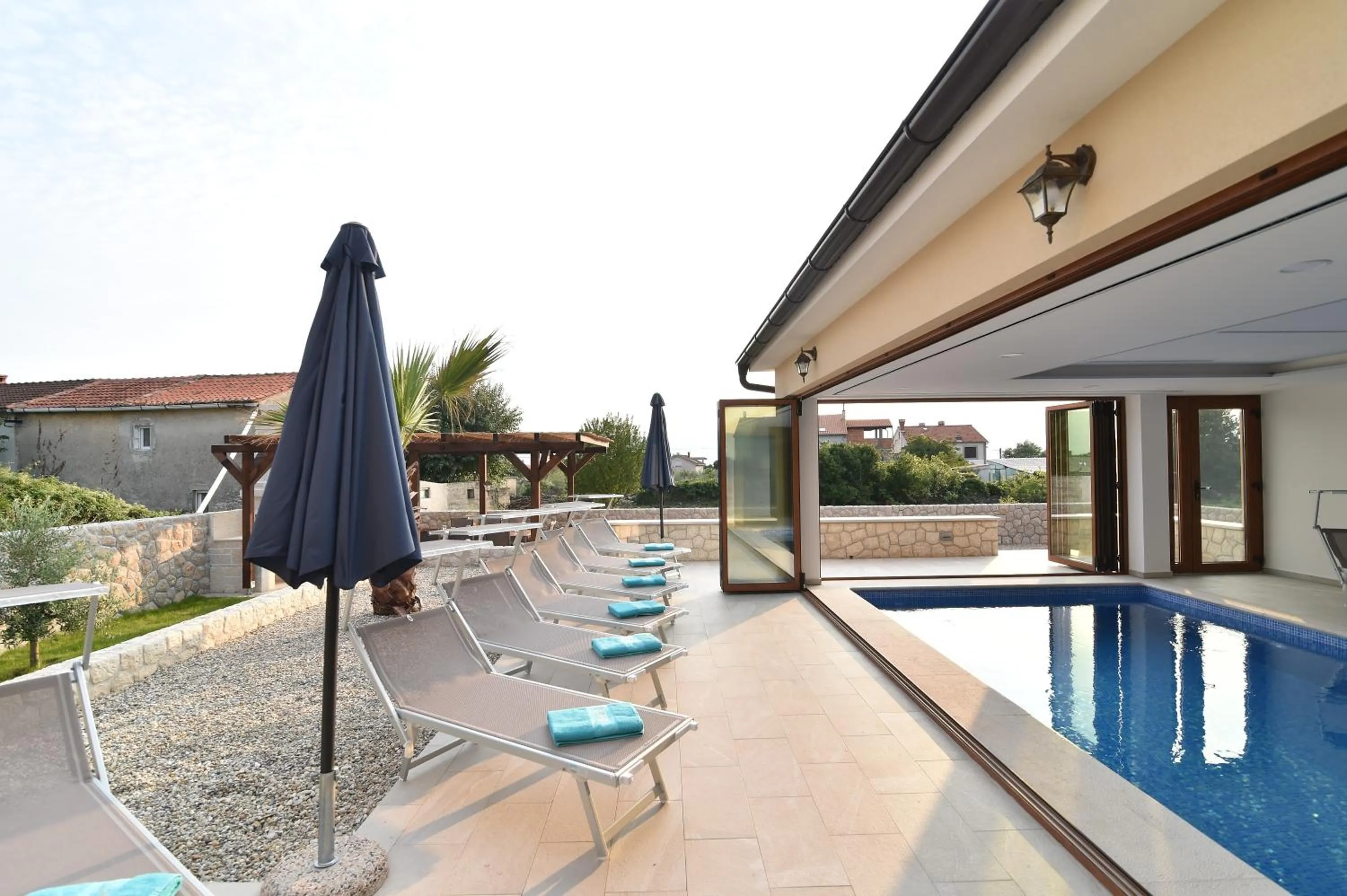 Balcony/Terrace in Villa Muskatel KRK -with heated covered pool