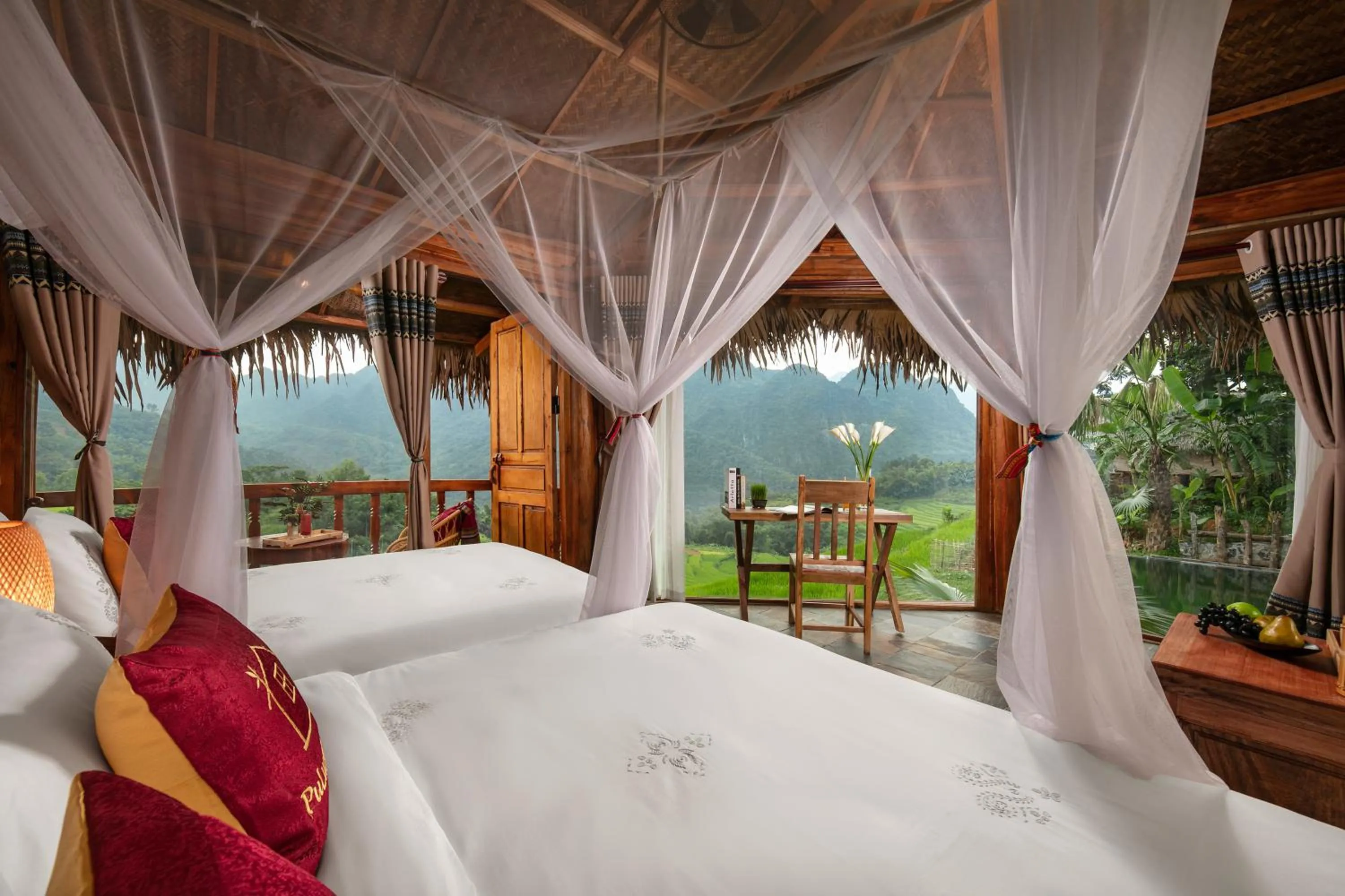 Bedroom, Bed in Pu Luong Natura