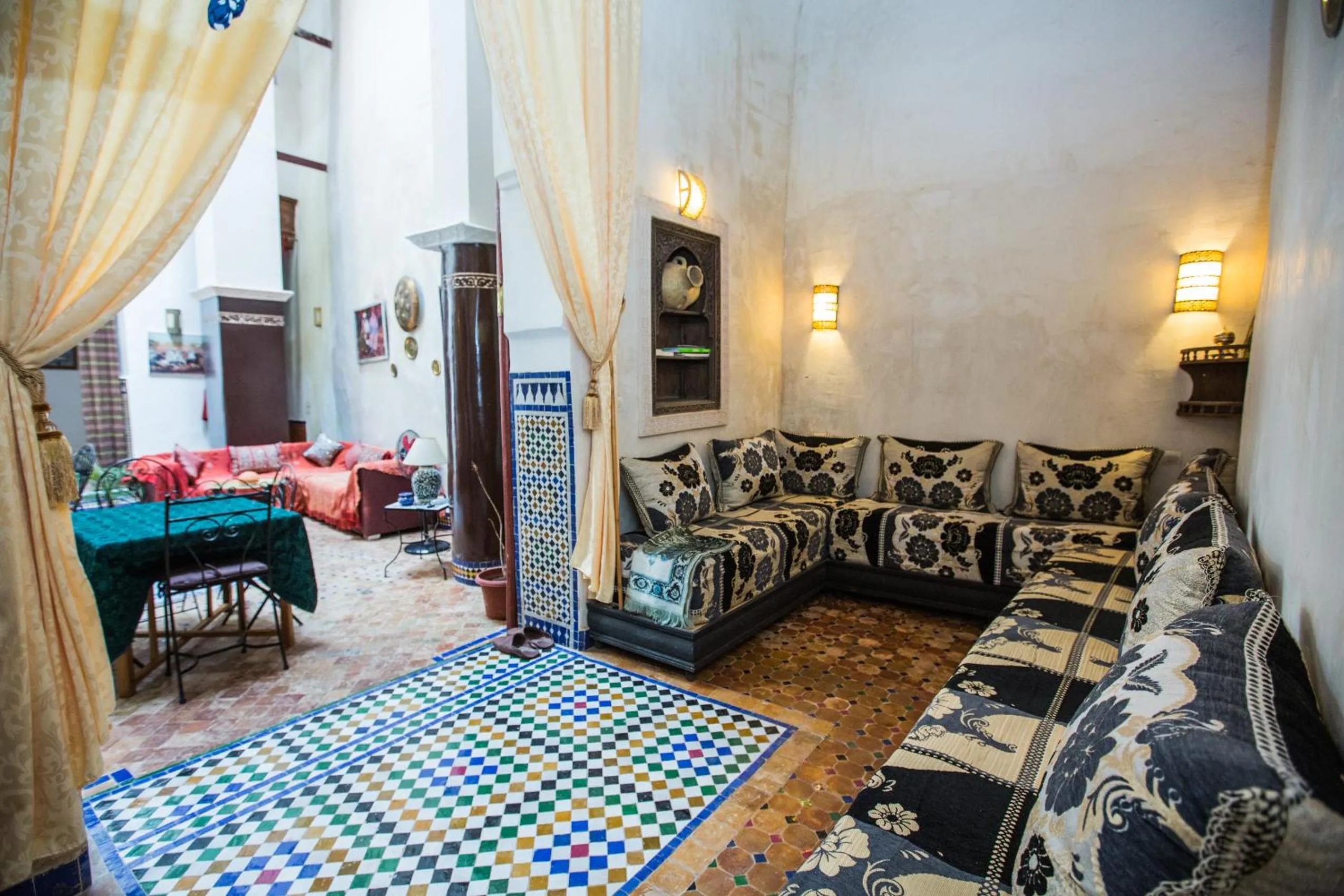 Living room, Bed in Riad Zina Fes - Elegance in the Heart of Fes