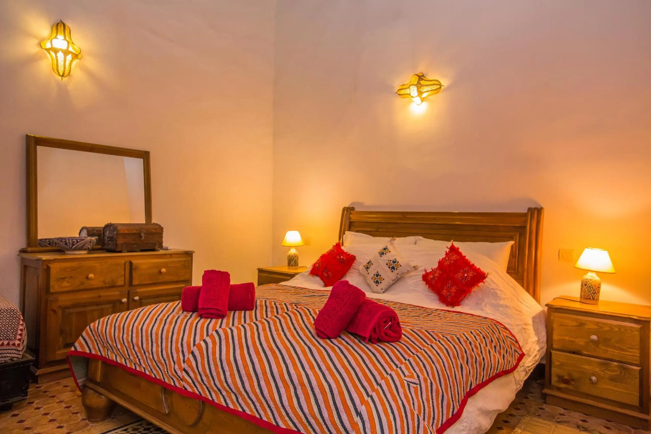 Bed in Riad Zina Fes - Elegance in the Heart of Fes