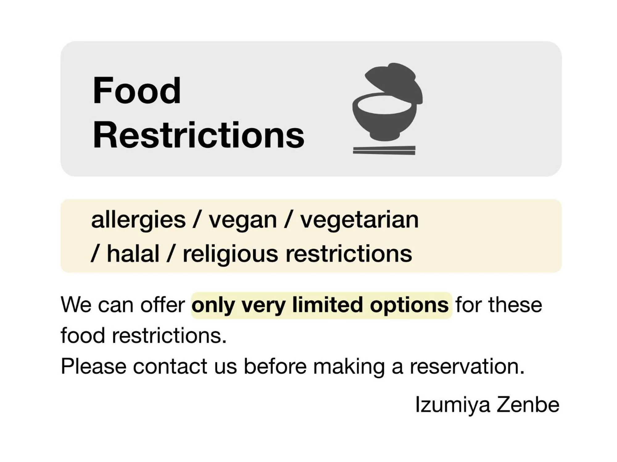 Restaurant/places to eat in Izumiya Zenbe