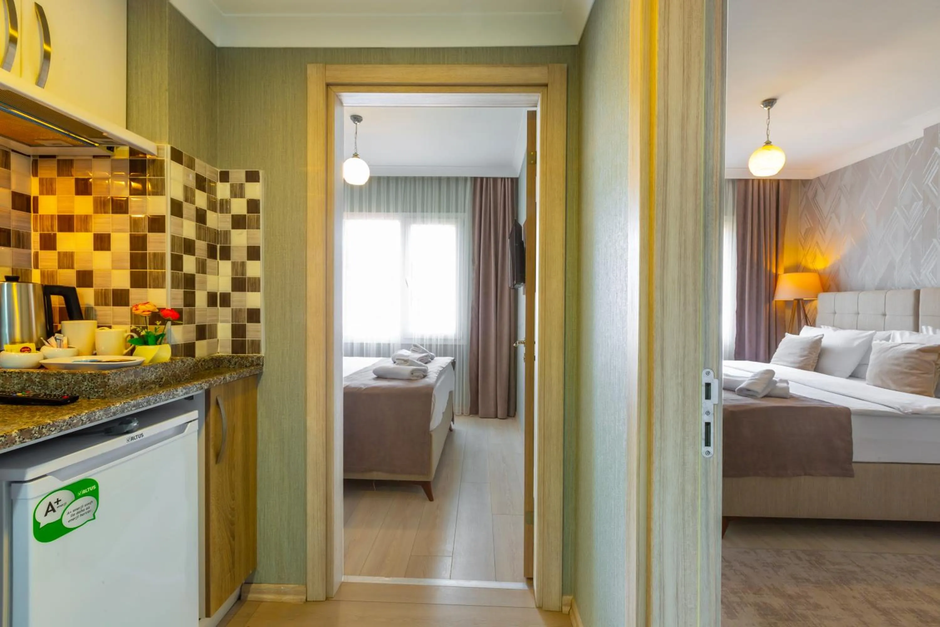 Kitchen or kitchenette in Alya Hotel