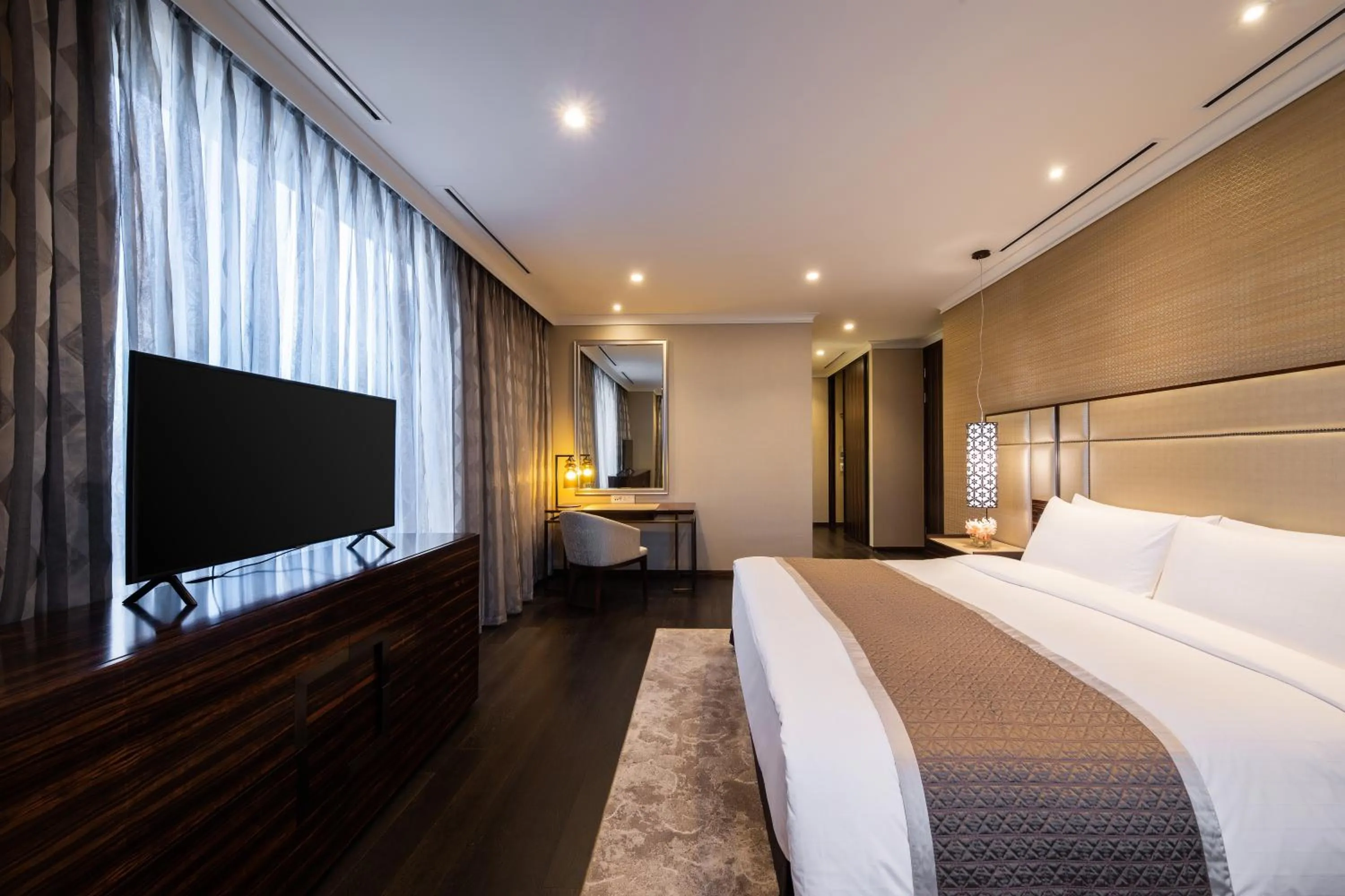 Decorative detail, Bed in Oakwood Premier Coex Center Seoul