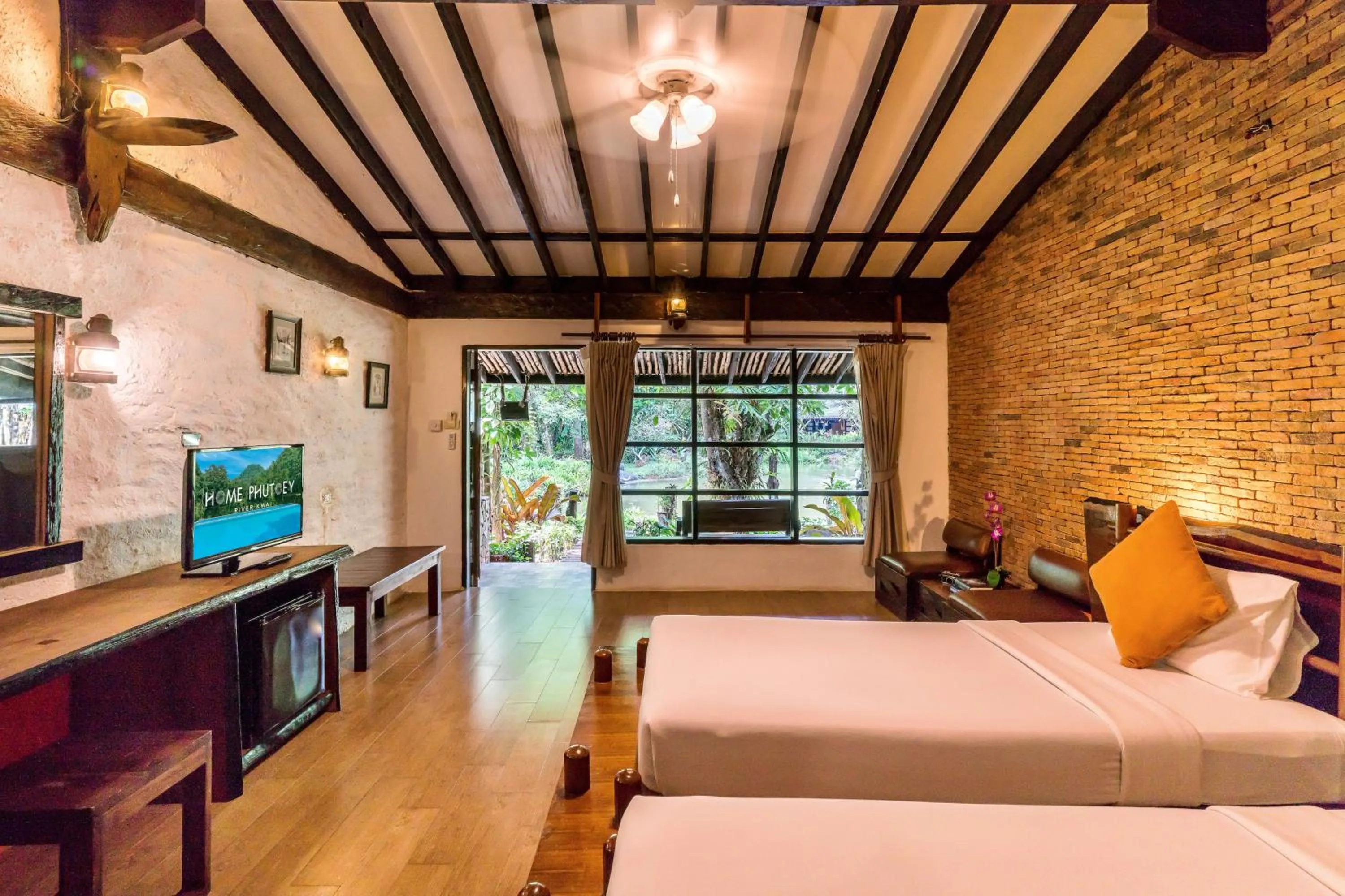 TV and multimedia, Bed in Home Phutoey River Kwai Hotspring & Nature Resort