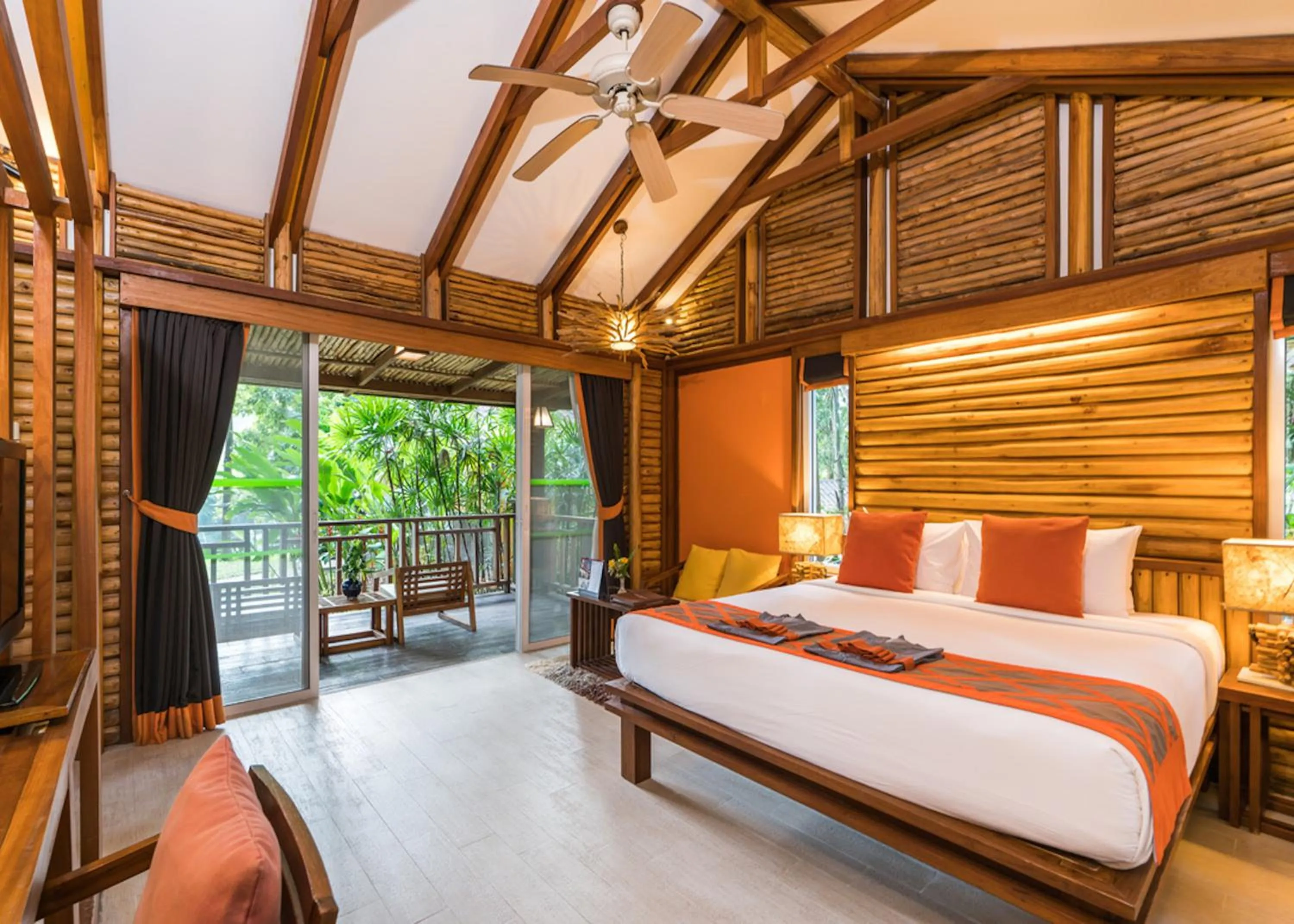 View (from property/room), Bed in Home Phutoey River Kwai Hotspring & Nature Resort