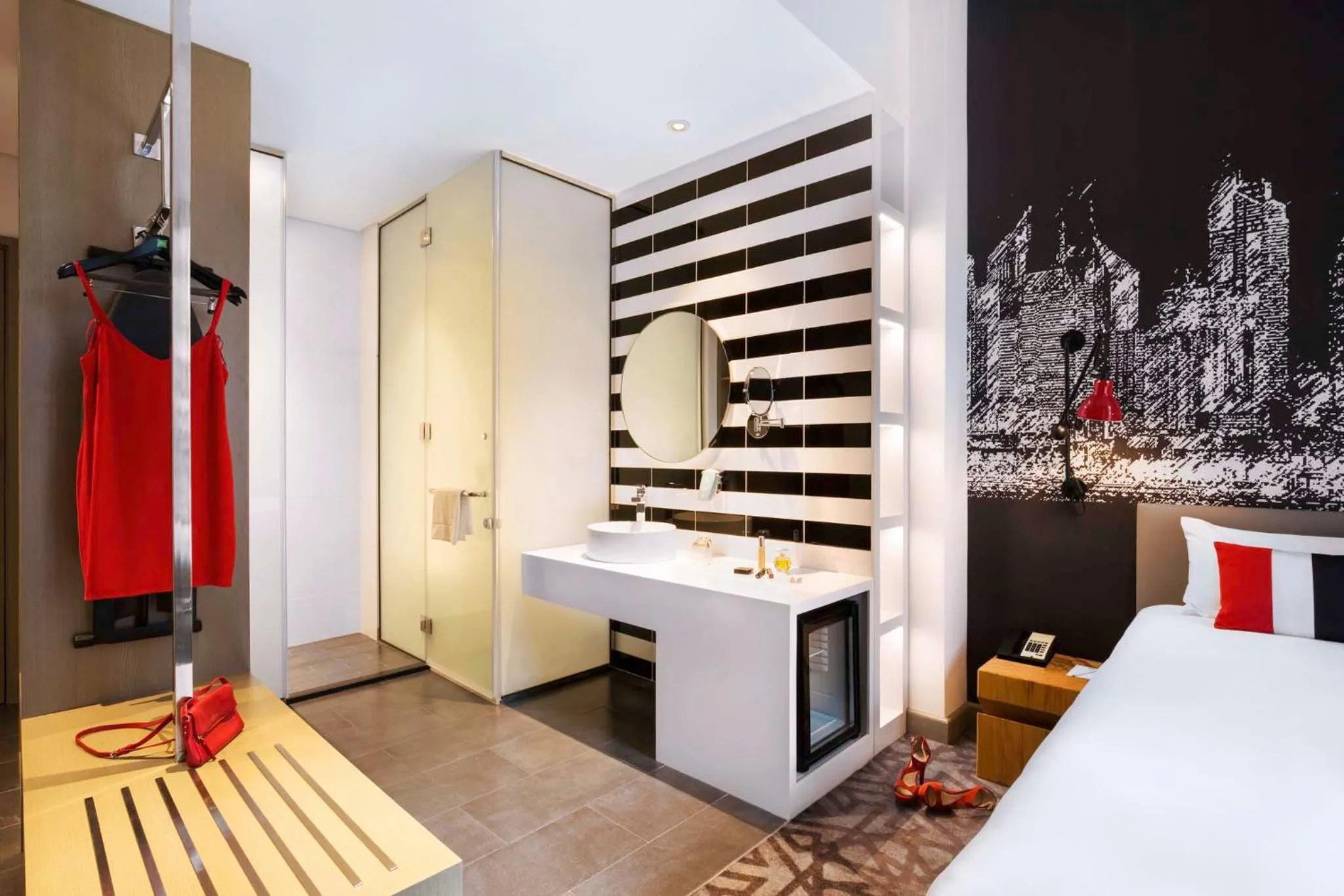 Bathroom, Bed in ibis Styles Dubai Airport Hotel