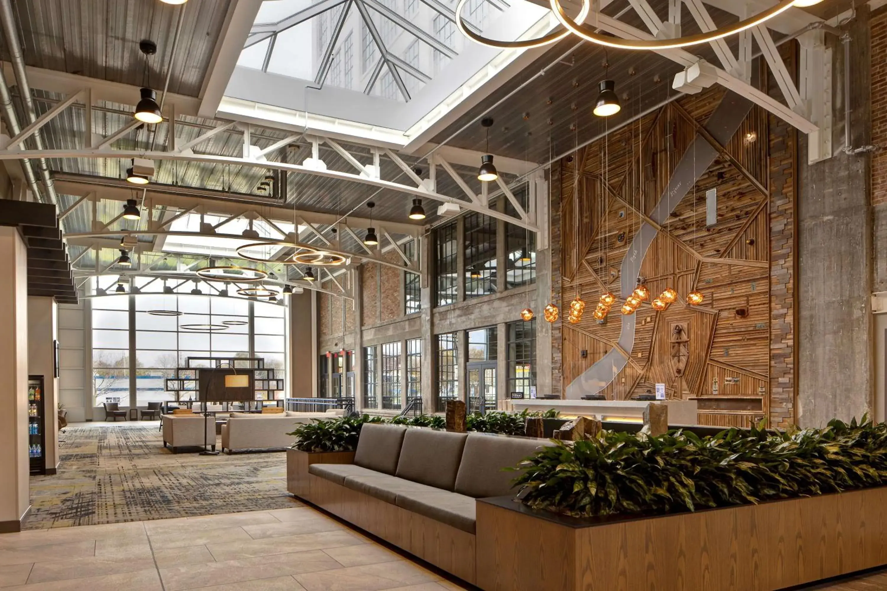 Lobby or reception in Embassy Suites By Hilton Rockford Riverfront Lobby or reception in Embassy Suites By Hilton Rockford Riverfront