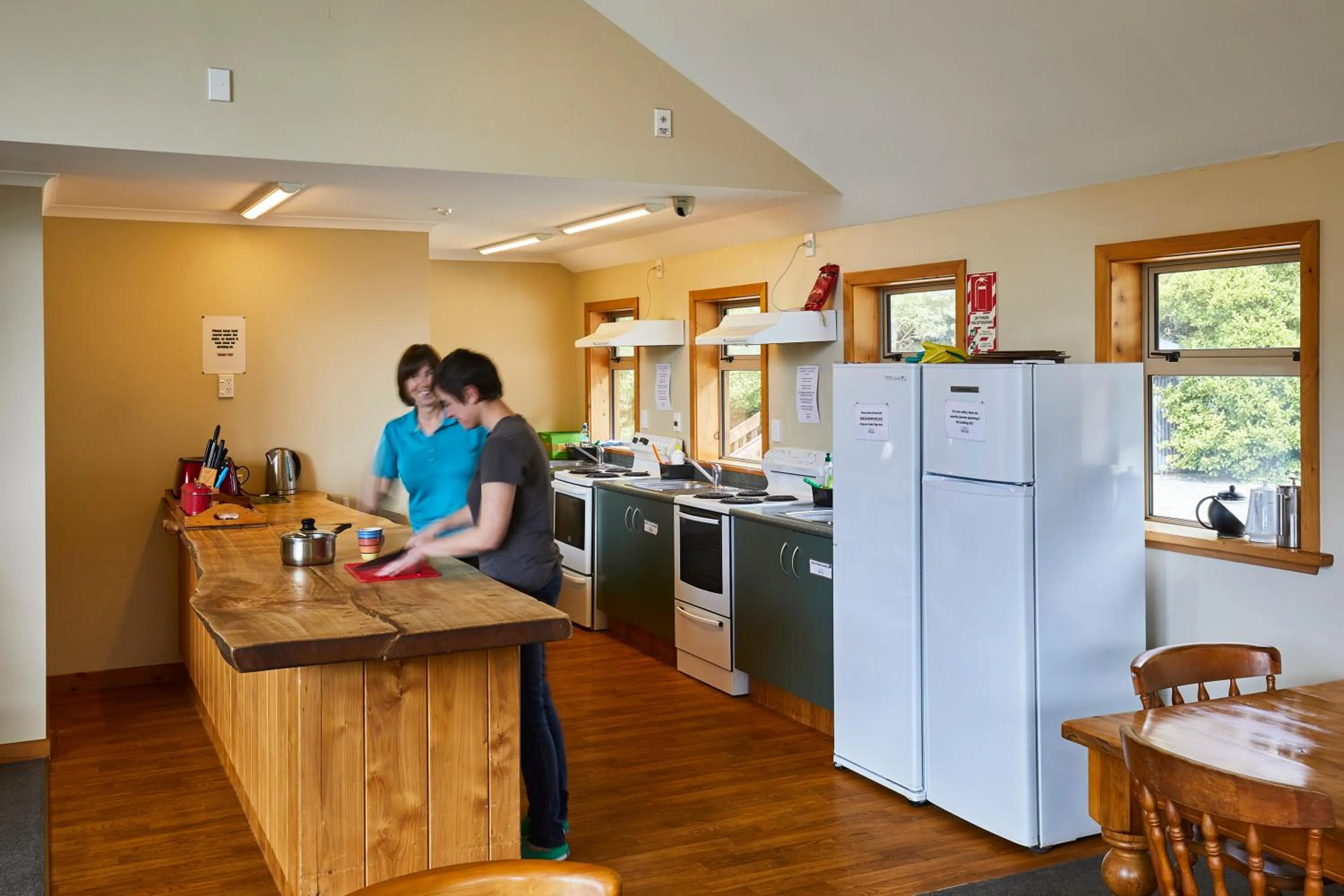 Communal kitchen in Aoraki Mount Cook Alpine Lodge