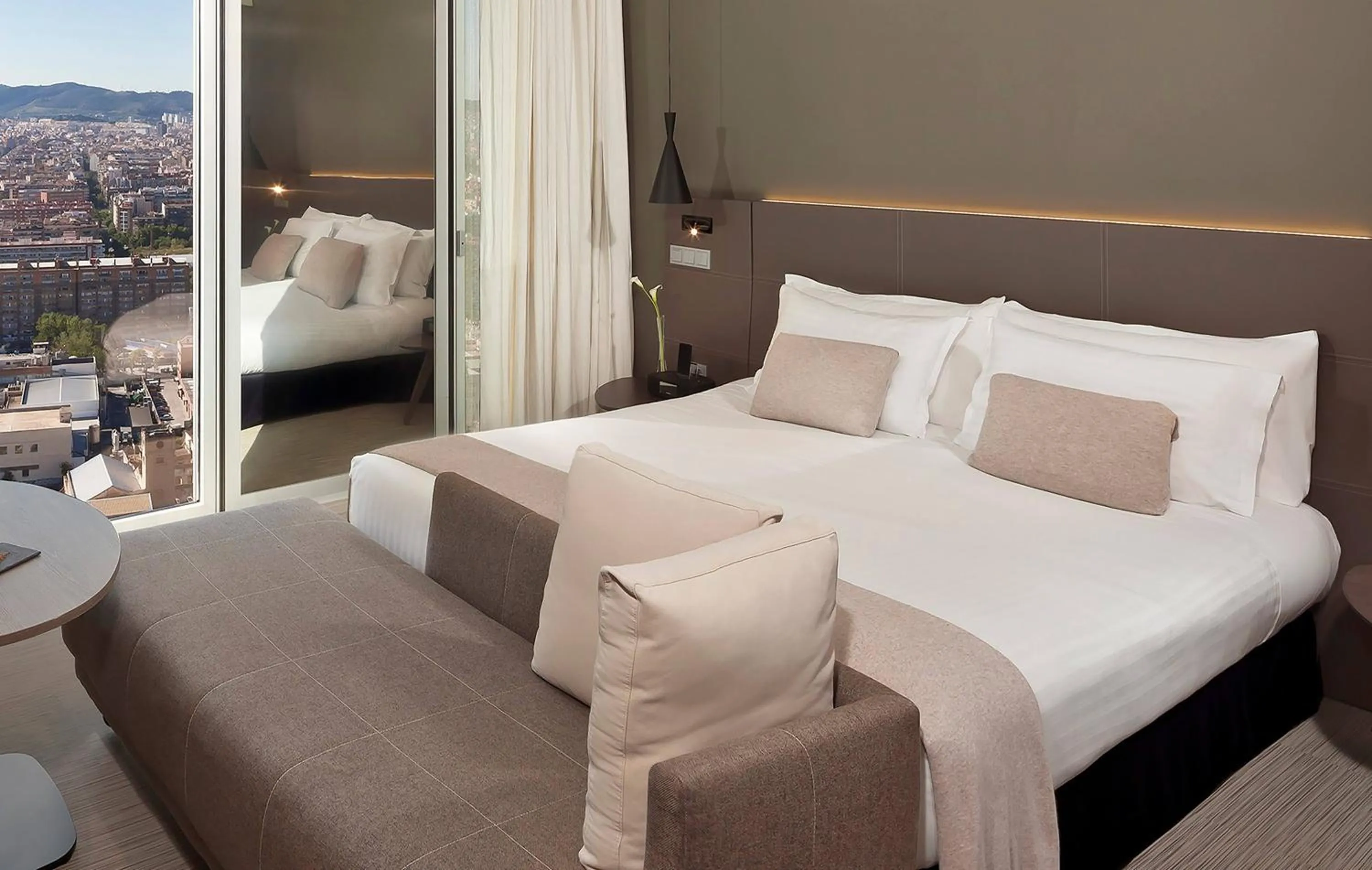 Bed in The Level at Meliá Barcelona Sky