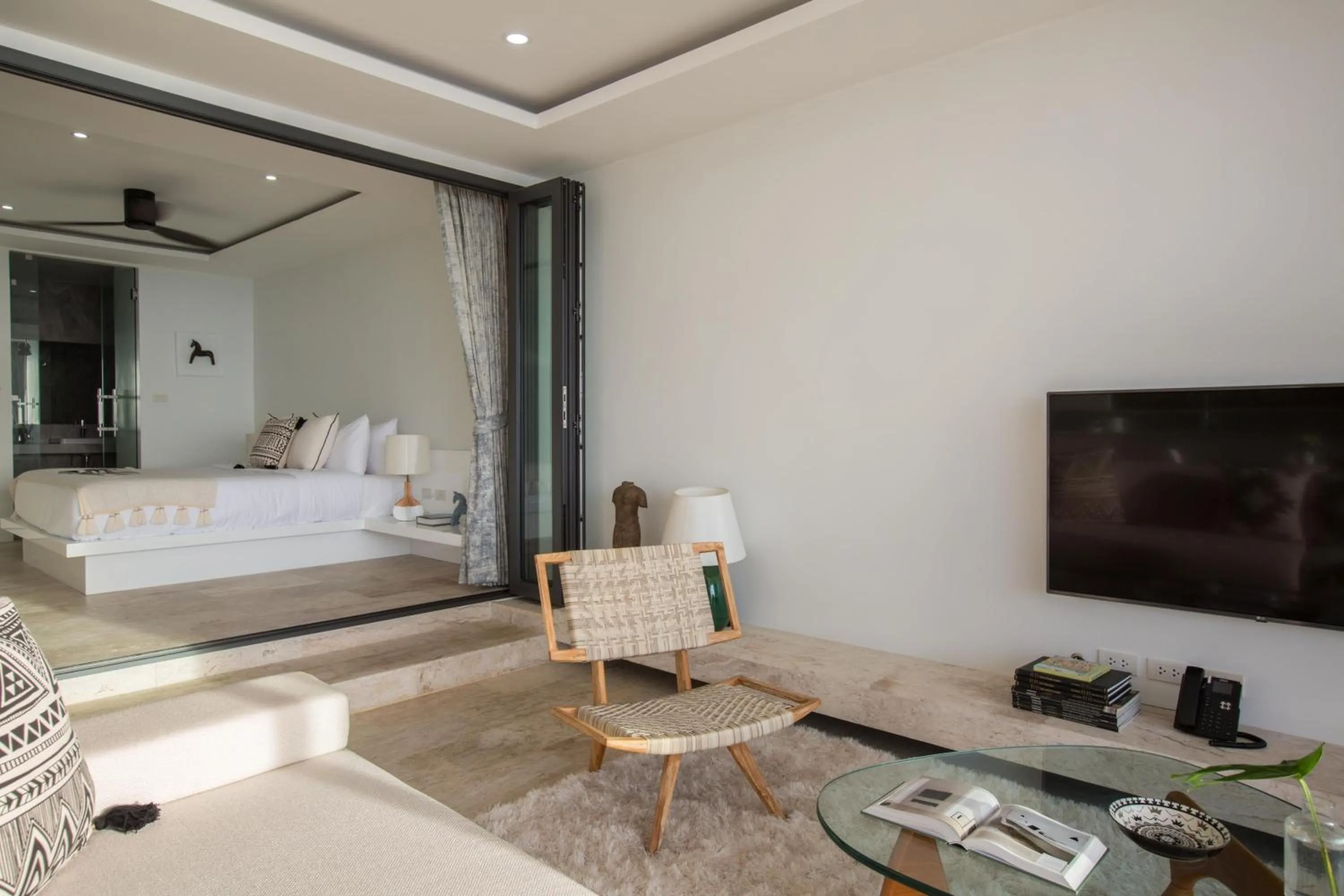 Living room, Bed in Skye Beach Koh Samui